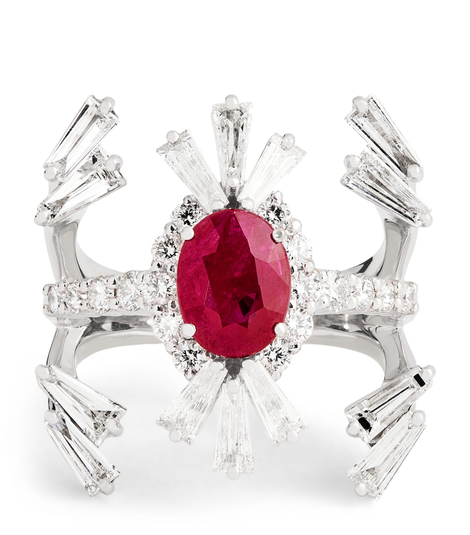 White Gold, Diamond and Ruby Ring WHITE GOLD Image 1
