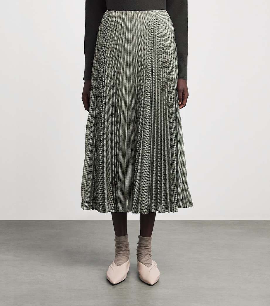 Vince Womens Pleated Midi Skirt Black/sage Image 4