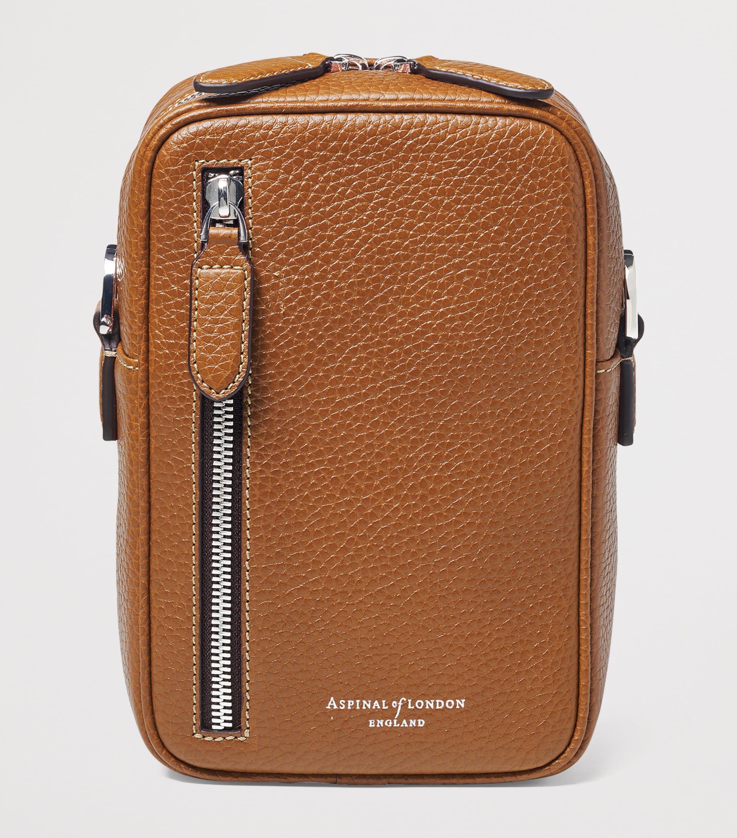 Leather Reporter North South Cross-Body Bag TAN Image 2