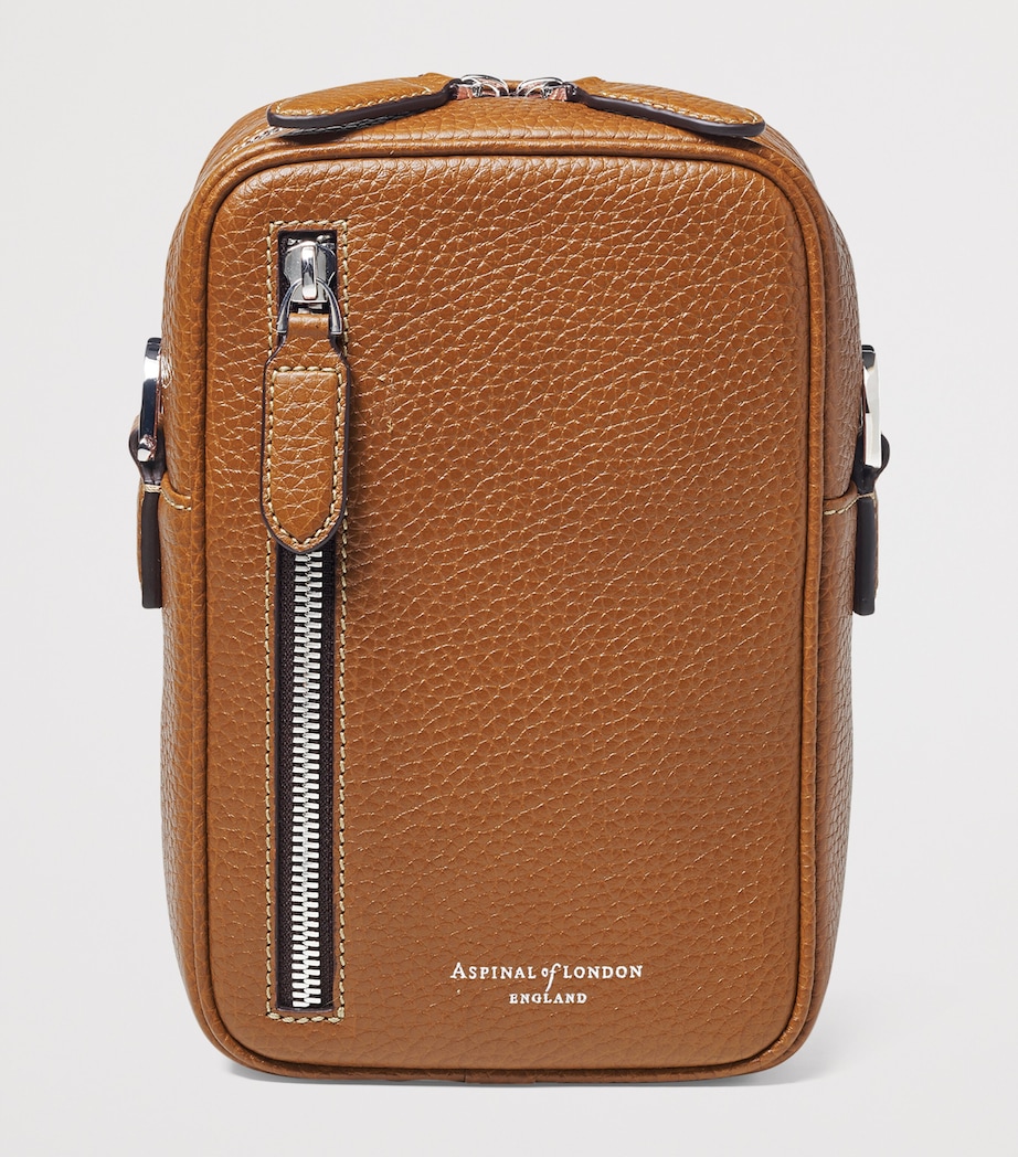 Leather Reporter North South Cross-Body Bag TAN Image 2