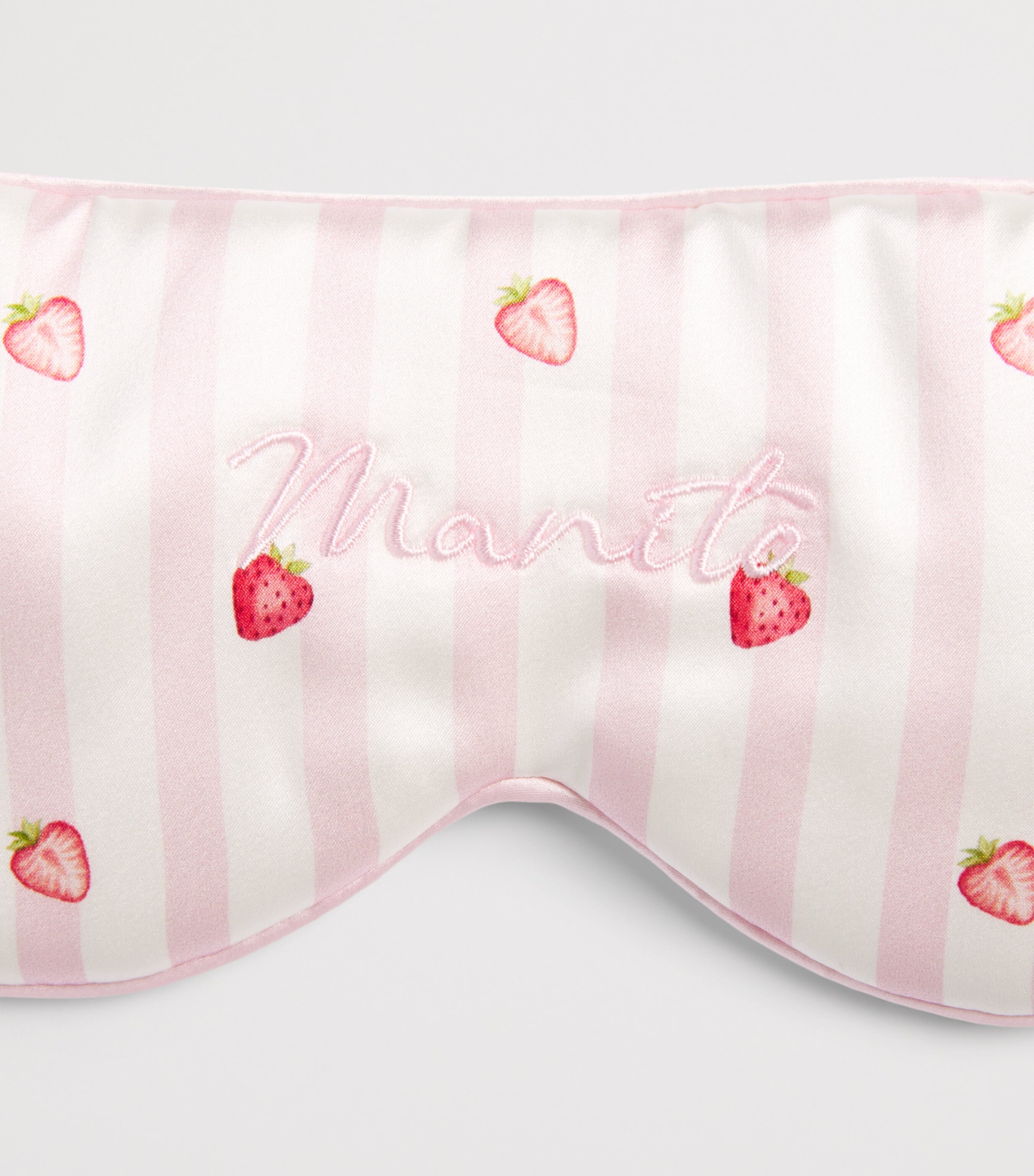 MANITO Womens Mulberry Silk Summer Fruits Eye Mask Strawberry Pink Image 3