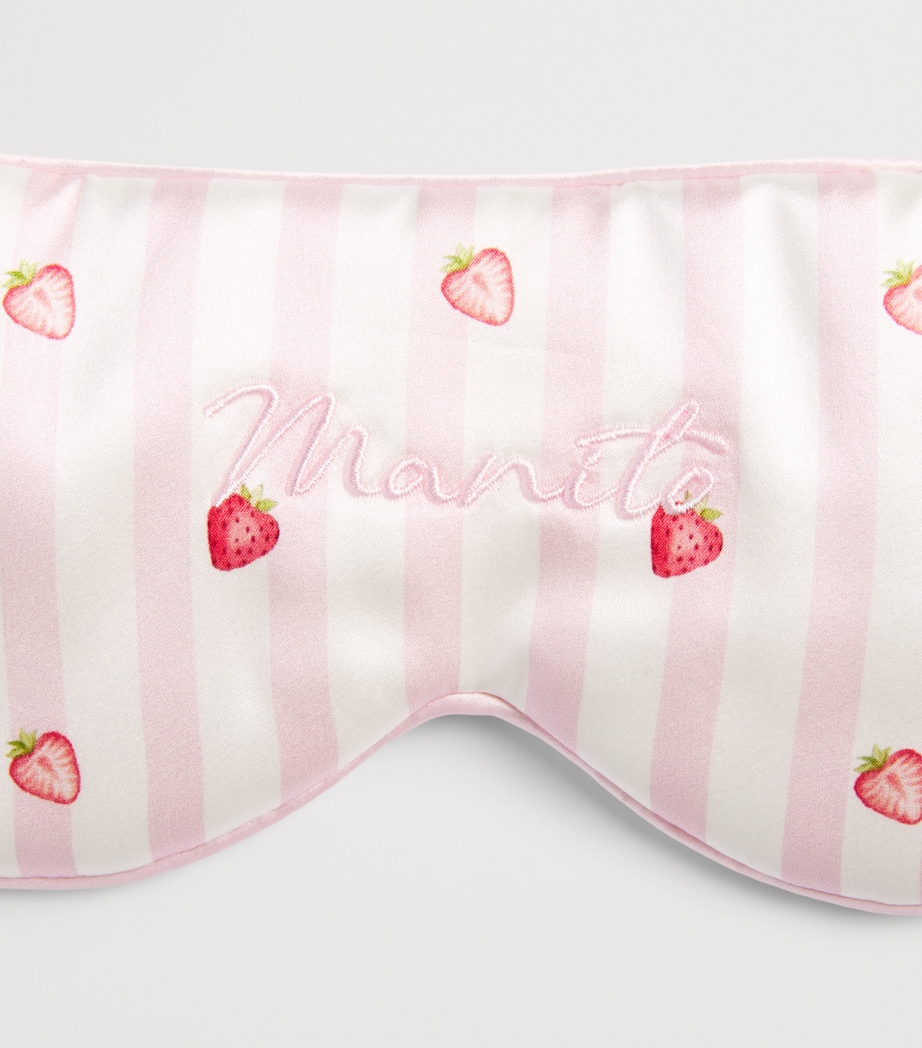MANITO Womens Mulberry Silk Summer Fruits Eye Mask Strawberry Pink Image 3