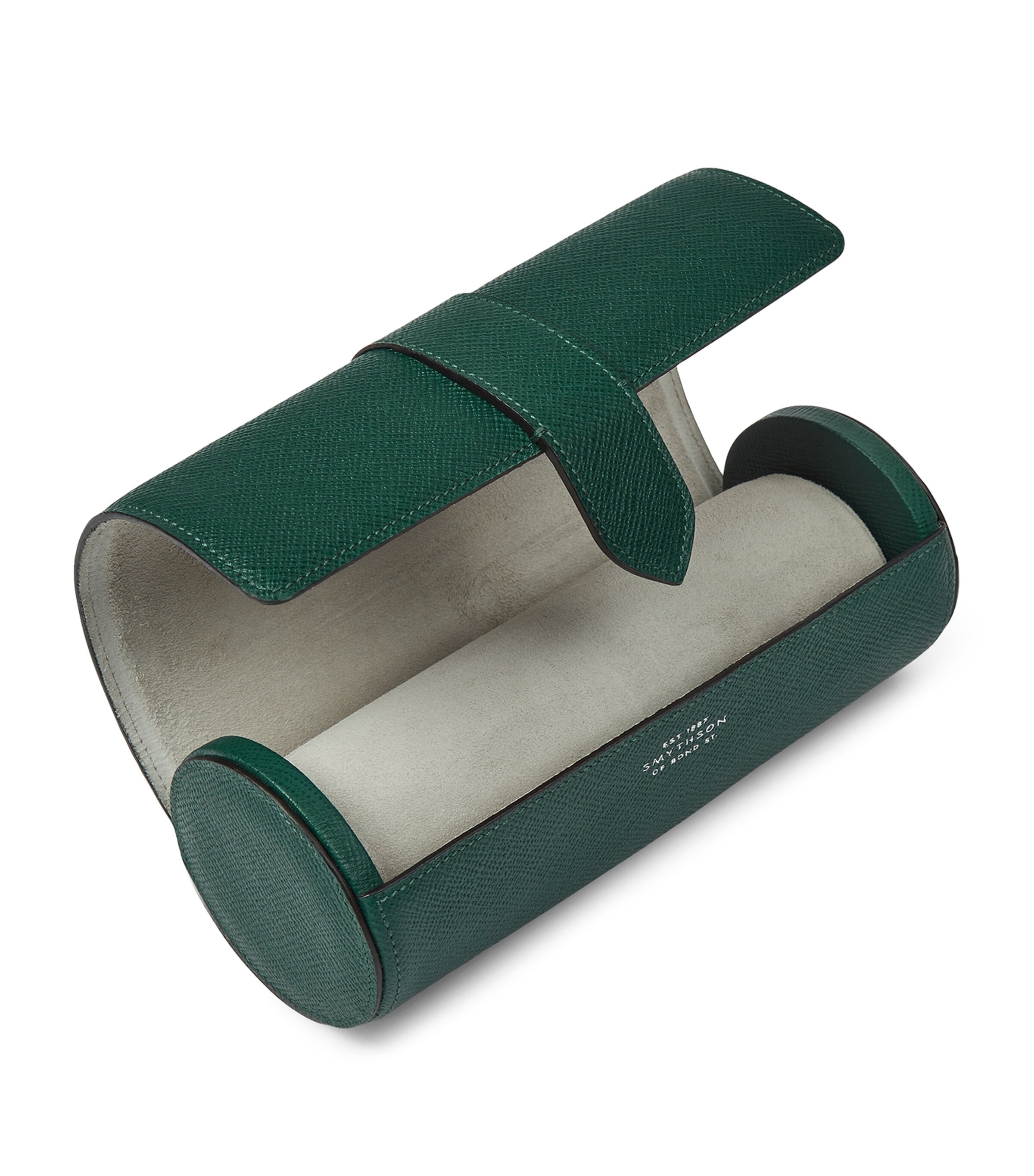 Smythson Panama Leather Watch Roll Forest Green Image 3