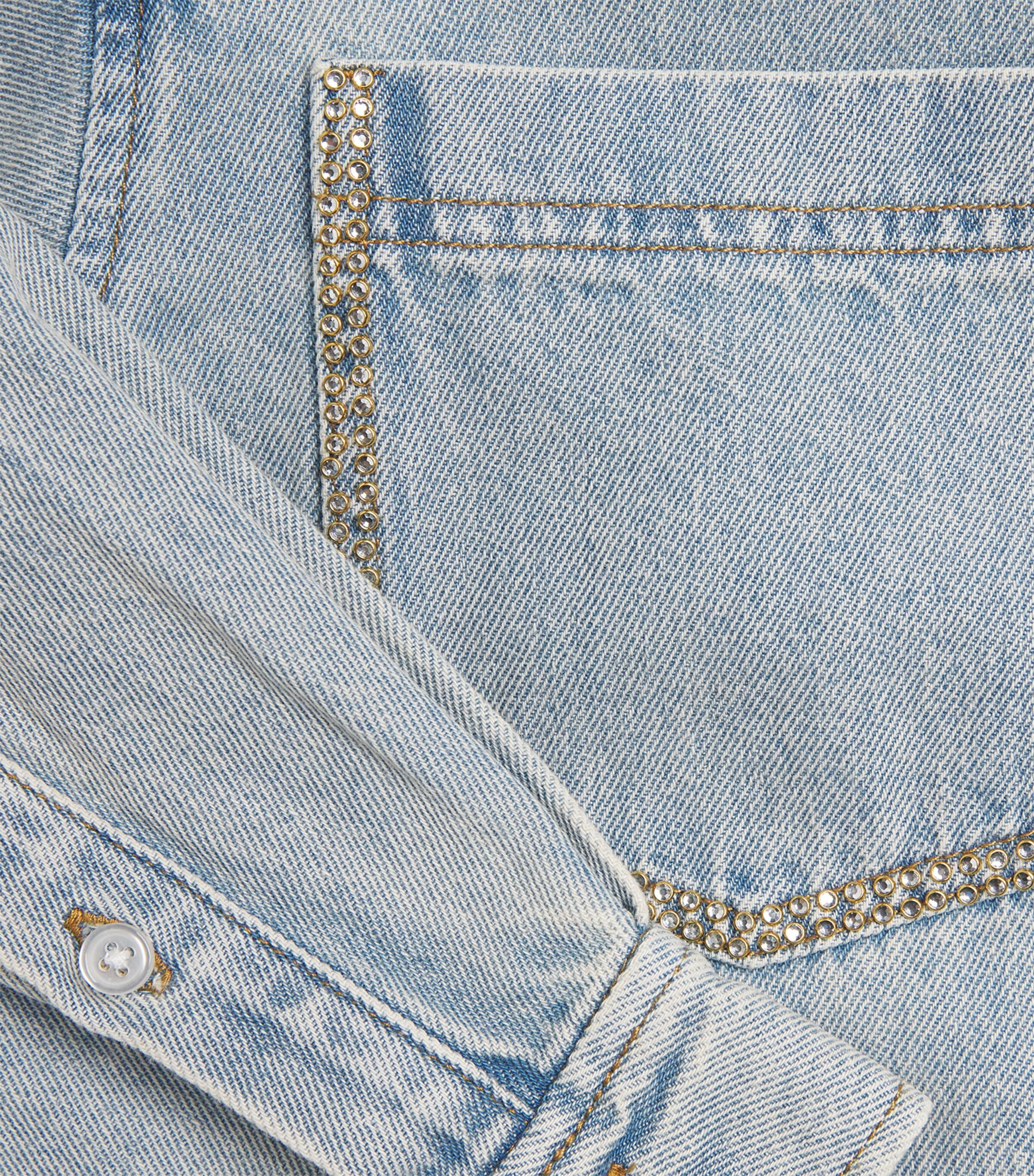 Sandro Paris Womens Denim Embellished Shirt Light Bu Jean Image 6