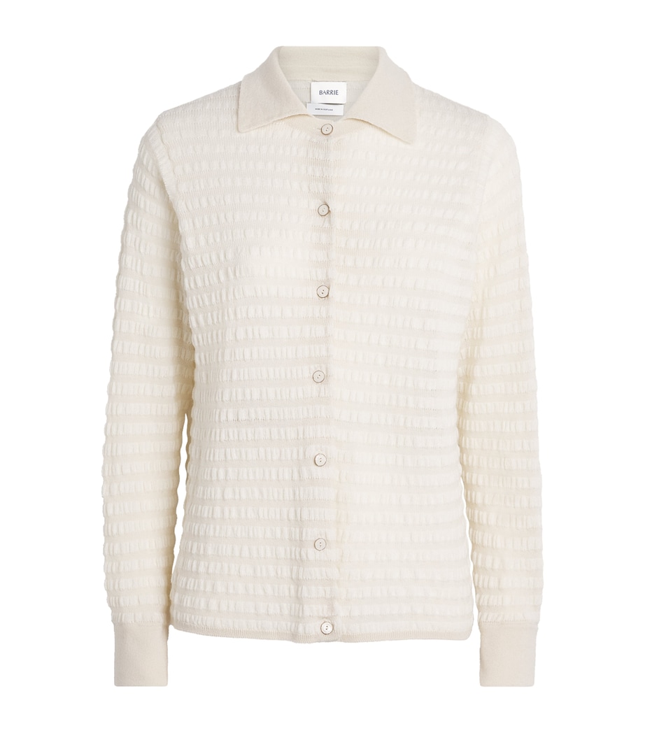 Barrie Womens Cashmere-Cotton Embossed Shirt Chaty Niveous Image 1