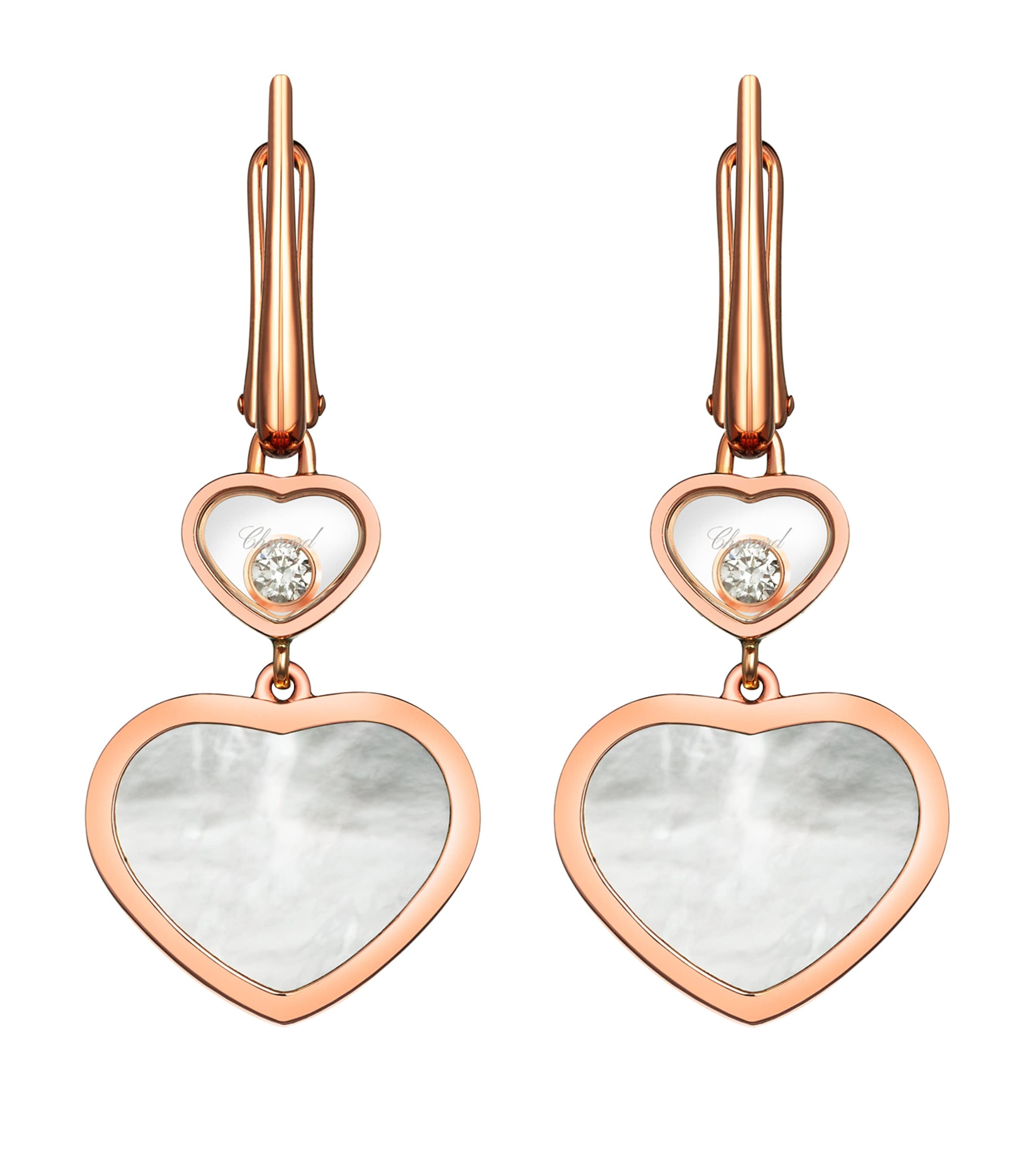Rose Gold and Diamond Happy Hearts Drop Earrings 18K ROSE GOLD Image 2