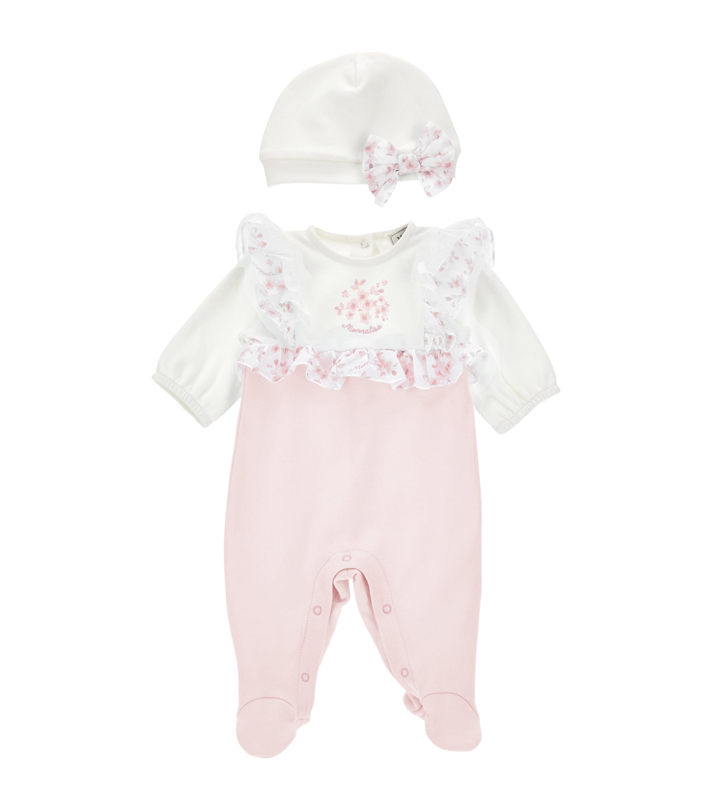 Cotton Floral All-In-One and Hat Set (1-9 Months) PANNA+ROSA ANTICO Image 1