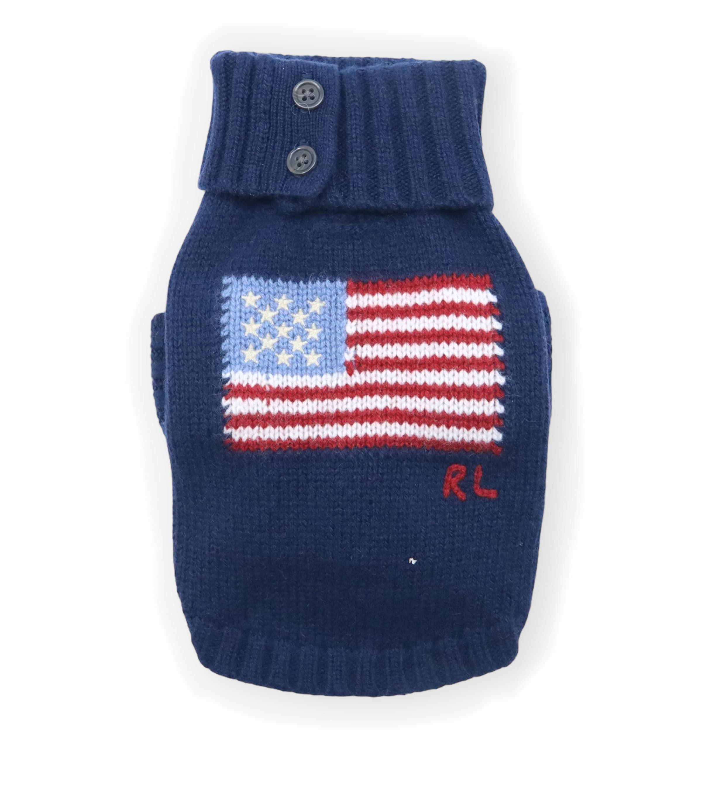 Wool-Cashmere Flag Dog Sweater (M) HUNTER NAVY Image 1