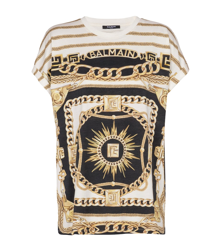 Lyocell-Cotton Foulard T-Shirt GIU BLANC/NOIR/OR Image 1