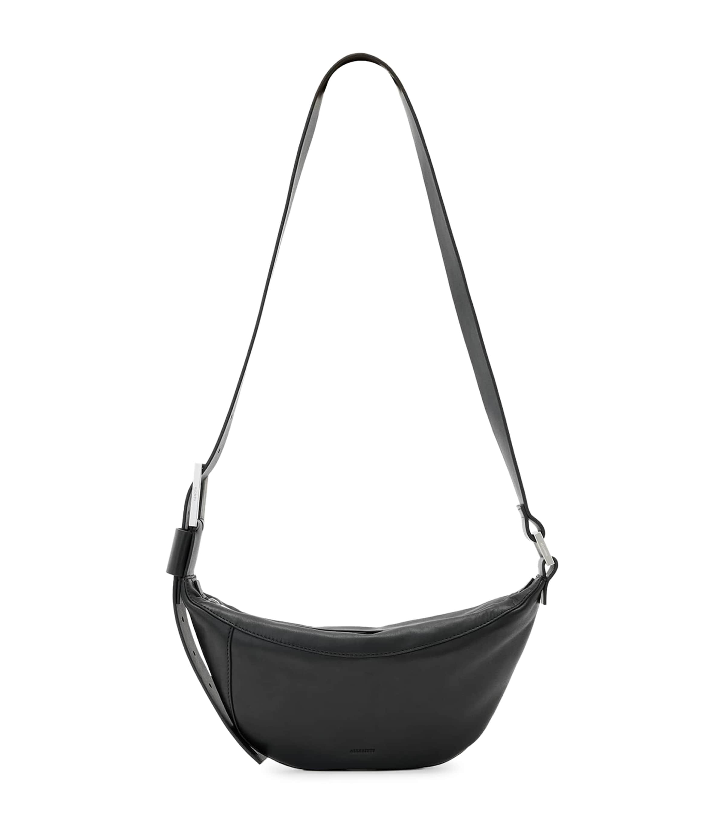 AllSaints Leather Luna Cross-Body Bag Black/silver Image 1