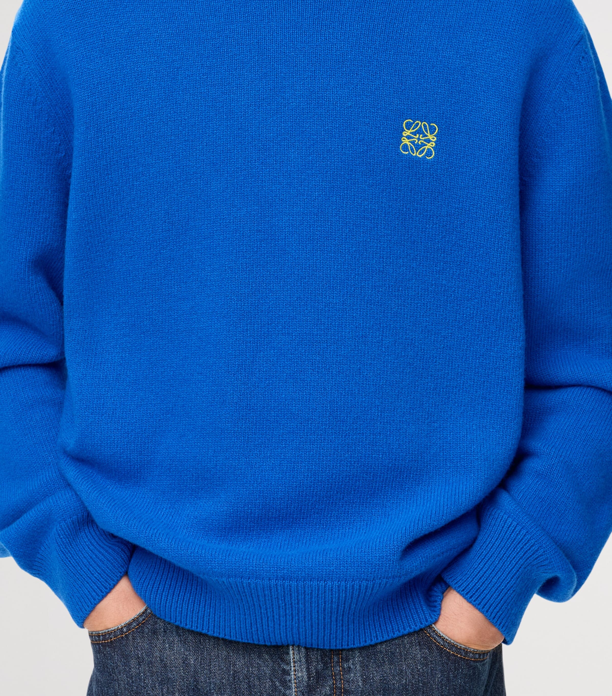 LOEWE Mens Wool-Blend Anagram Sweater Blue Image 5