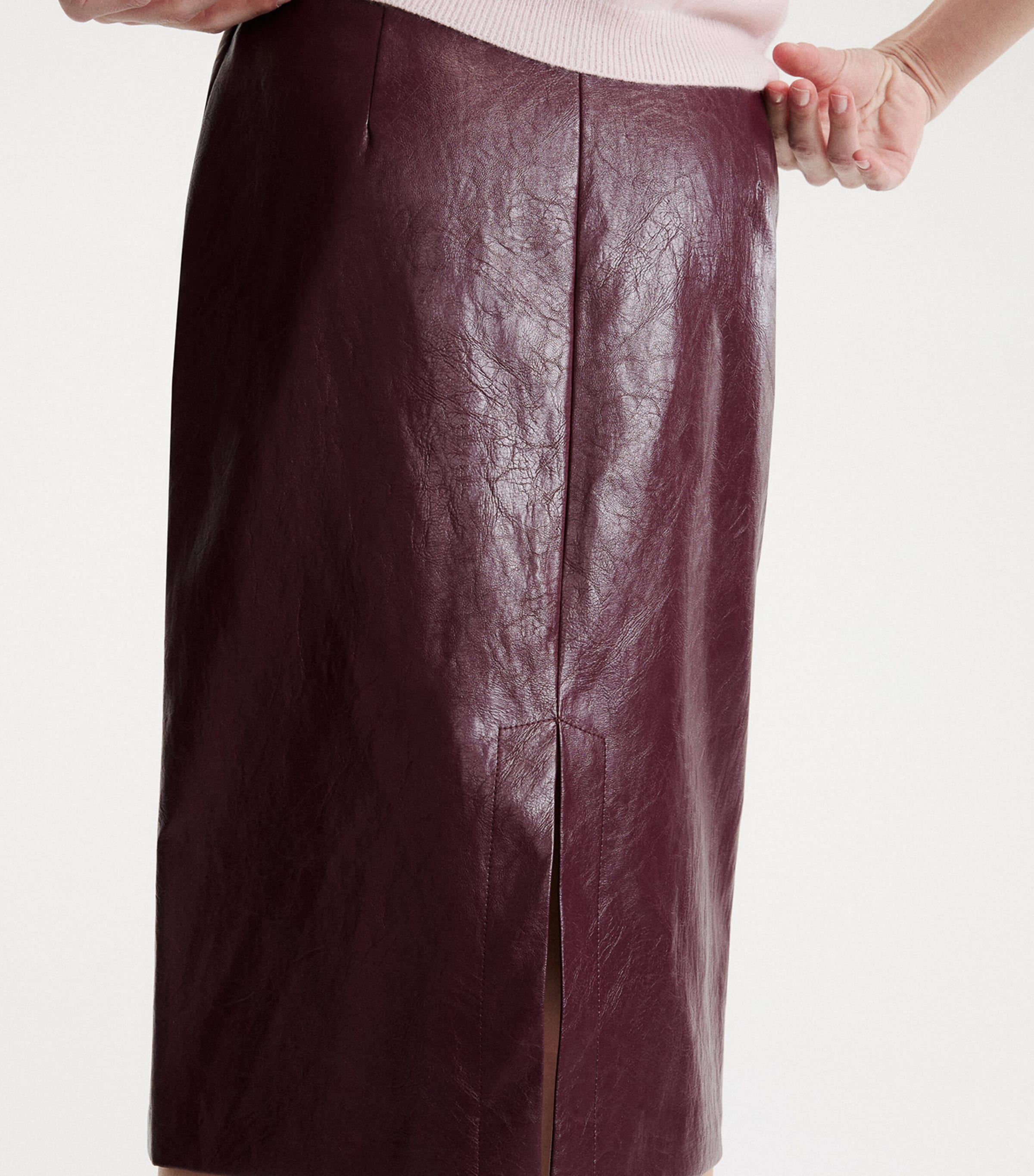 Marella Womens Aged-Effect Mini Skirt Bordeaux Image 5
