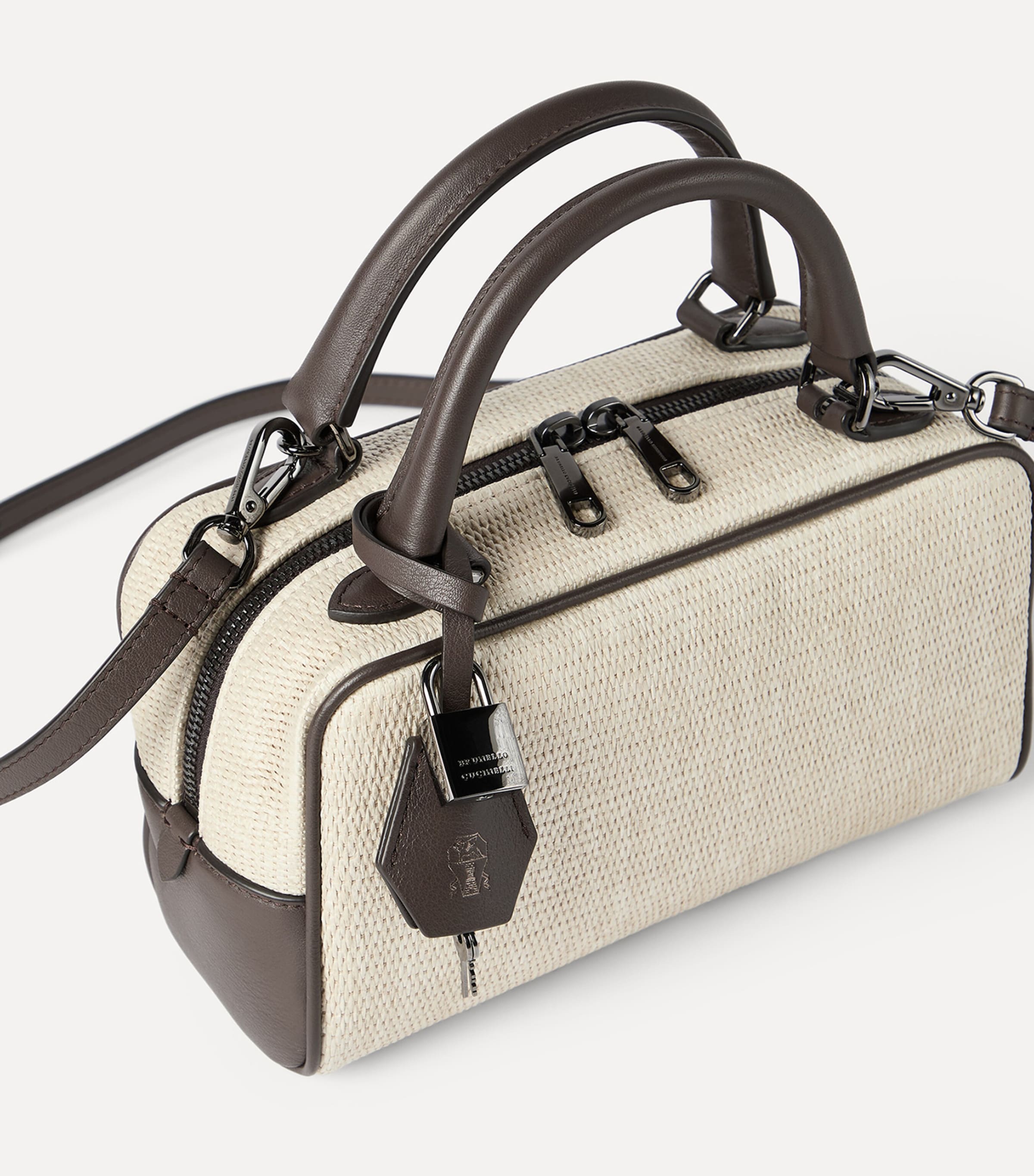 Brunello Cucinelli Small Woven Explorer Boston Top-Handle Bag Image 2