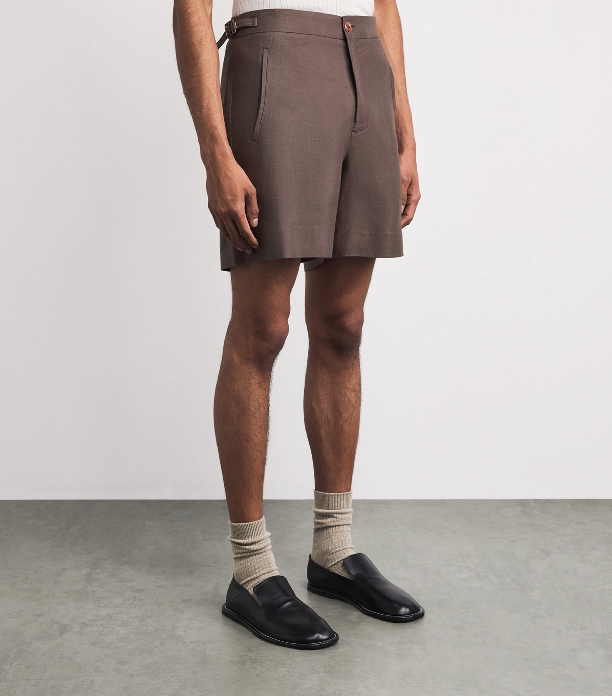 GOD'S TRUE CASHMERE Mens Linen Cocoa Shorts Orange Sunstone Image 4