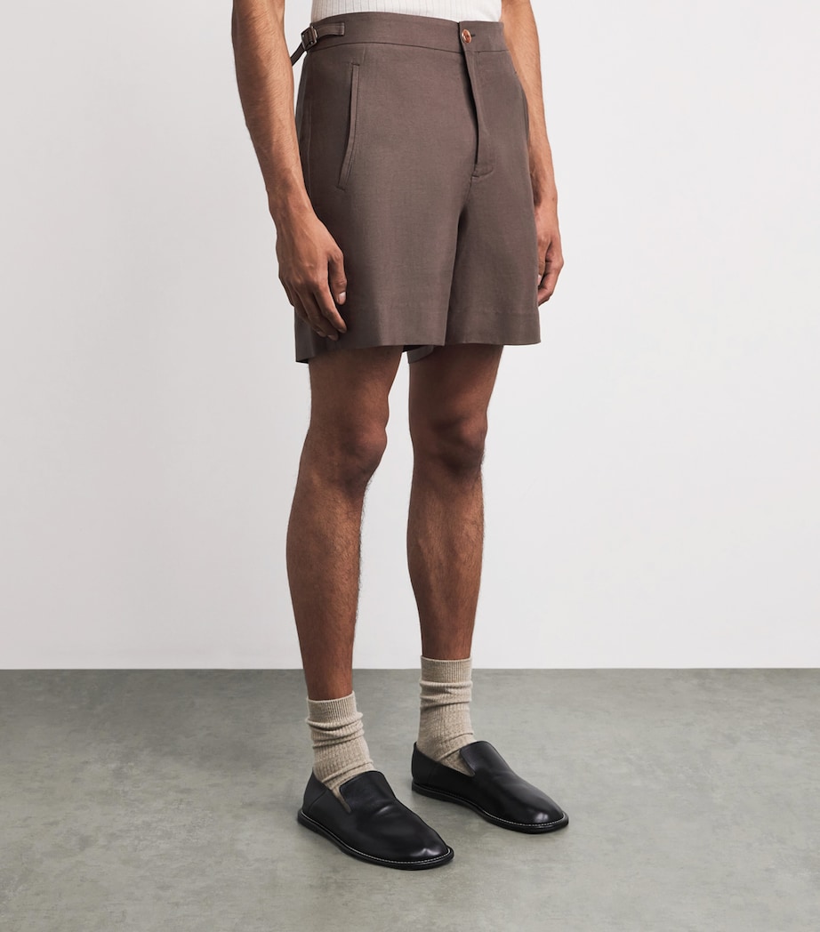 GOD'S TRUE CASHMERE Mens Linen Cocoa Shorts Orange Sunstone Image 4