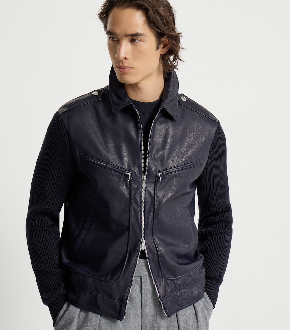 Knitted Leather Jacket CLJ86 Image 4