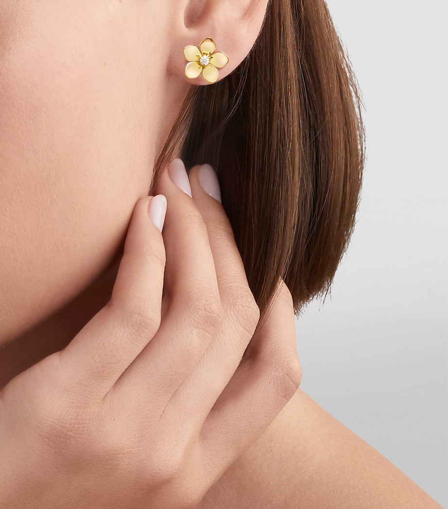 Mini Yellow Gold and Diamond Wild Flower Earrings YELLOW GOLD Image 2