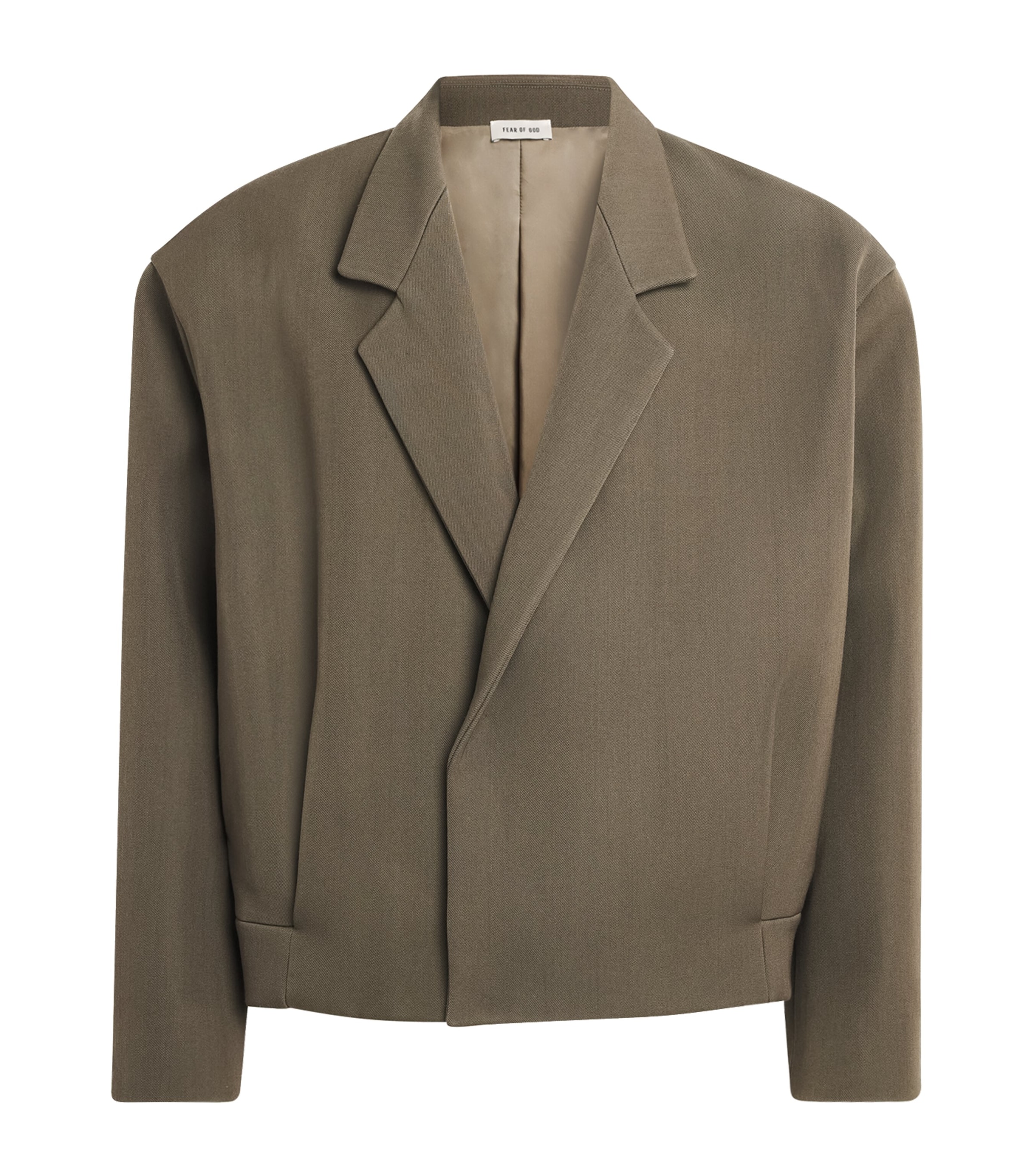 Fear Of God Virgin Wool-cotton Cropped Blazer In Green