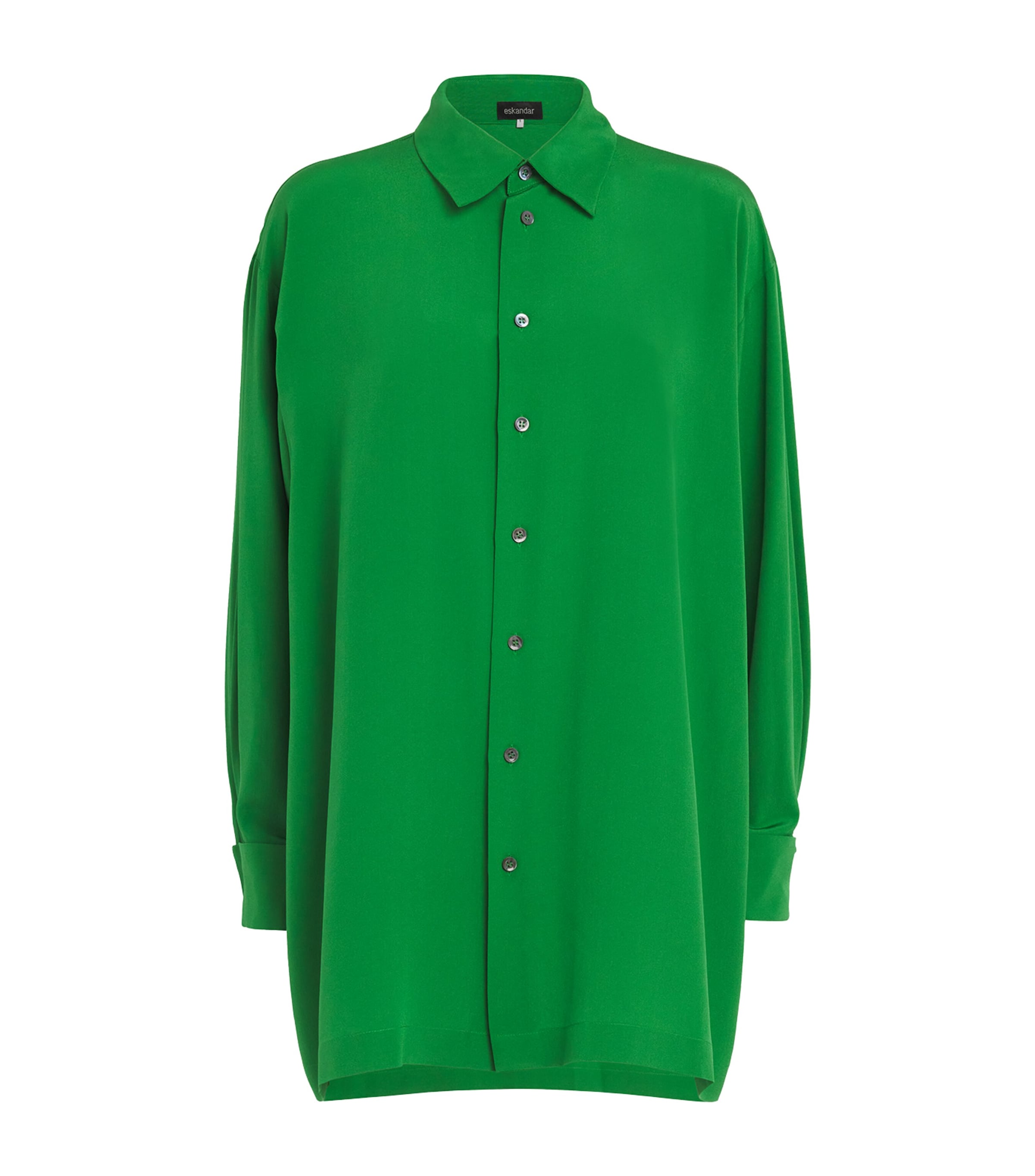 Shop Eskandar Silk Shirt In Green