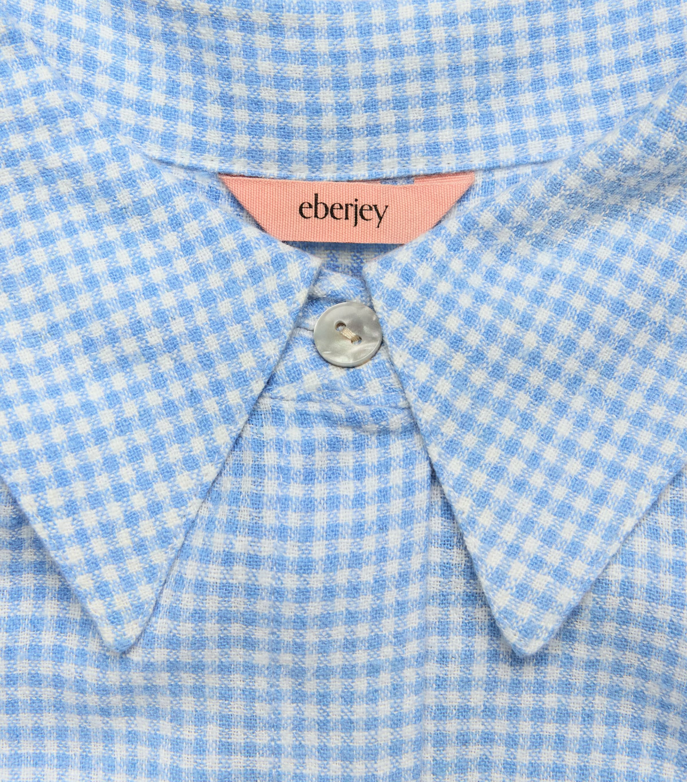 Eberjey Womens Linen-Blend Gingham Pyjama Top Gwsb Gingham Wh Image 6