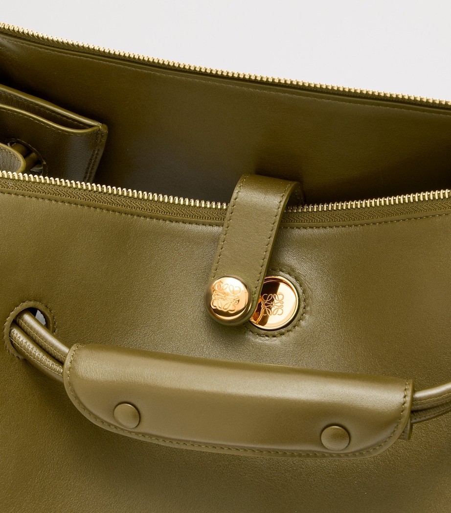 Large Leather Madrid Shoulder Bag OLIVE Image 9