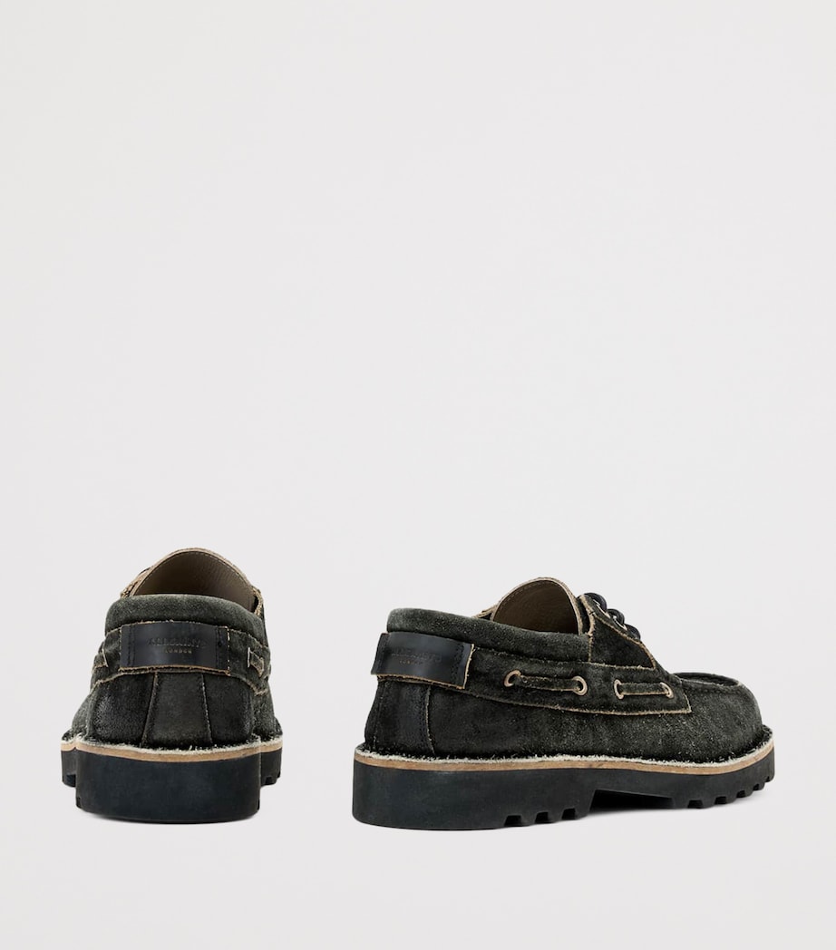AllSaints Suede Skiff Boat Shoes Charcoal Grey Image 4