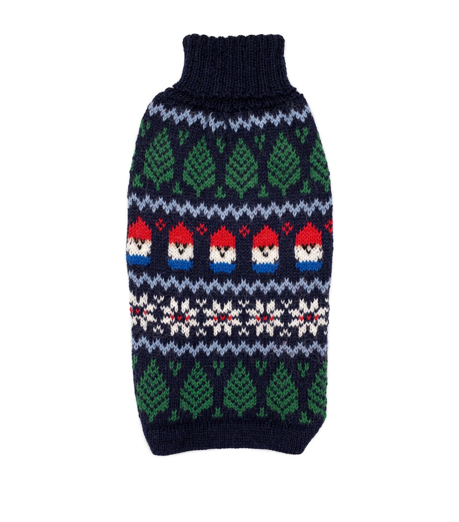 Alpaca-Blend Gnomes Dog Sweater BLUE Image 1