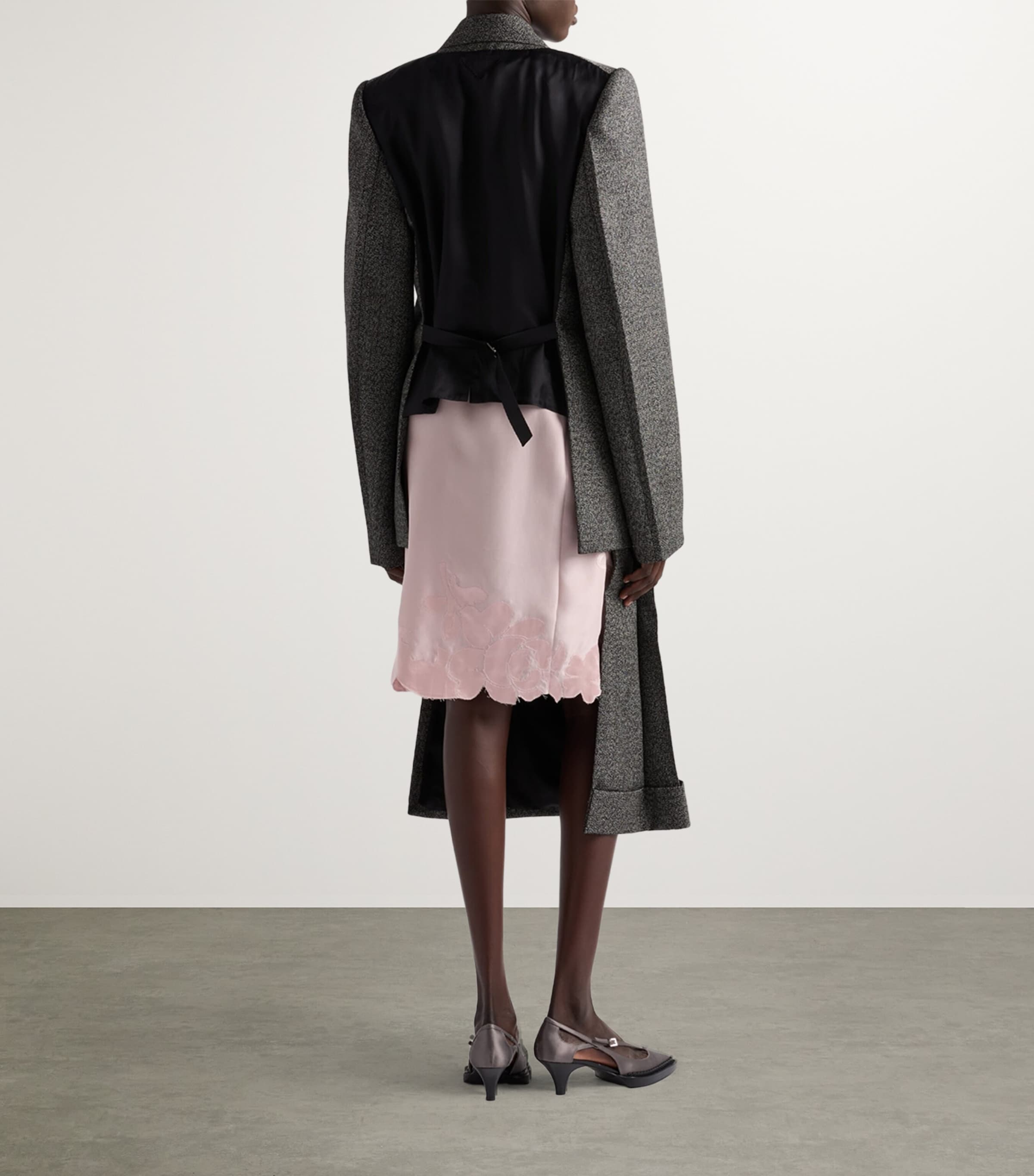 Prada Mouliné Wool Midi Skirt | Harrods UK