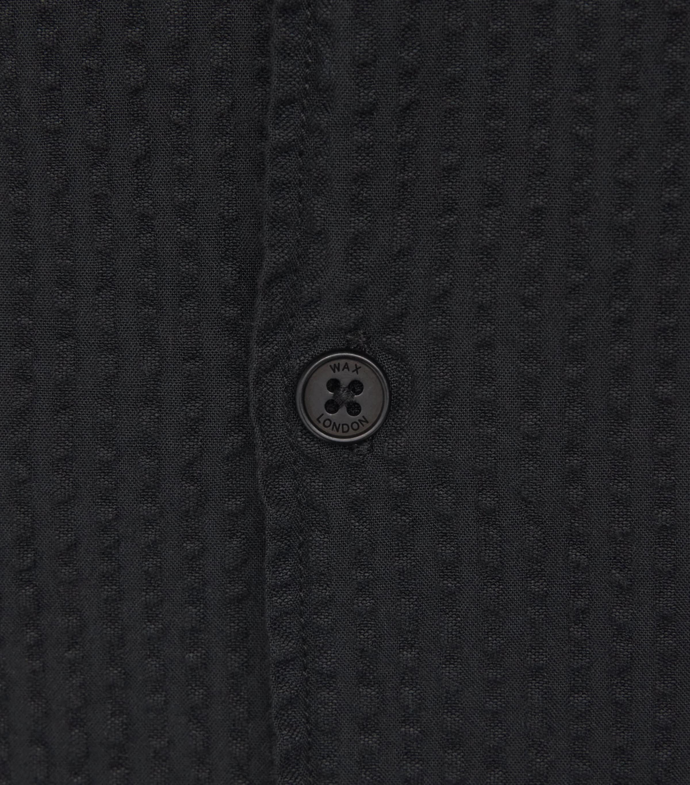 Wax London Mens Cotton Seersucker Keats Short-Sleeve Shirt Black Image 6