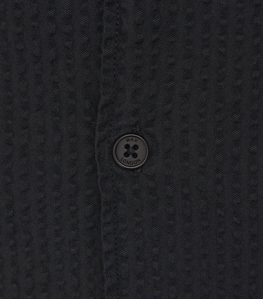 Wax London Mens Cotton Seersucker Keats Short-Sleeve Shirt Black Image 6