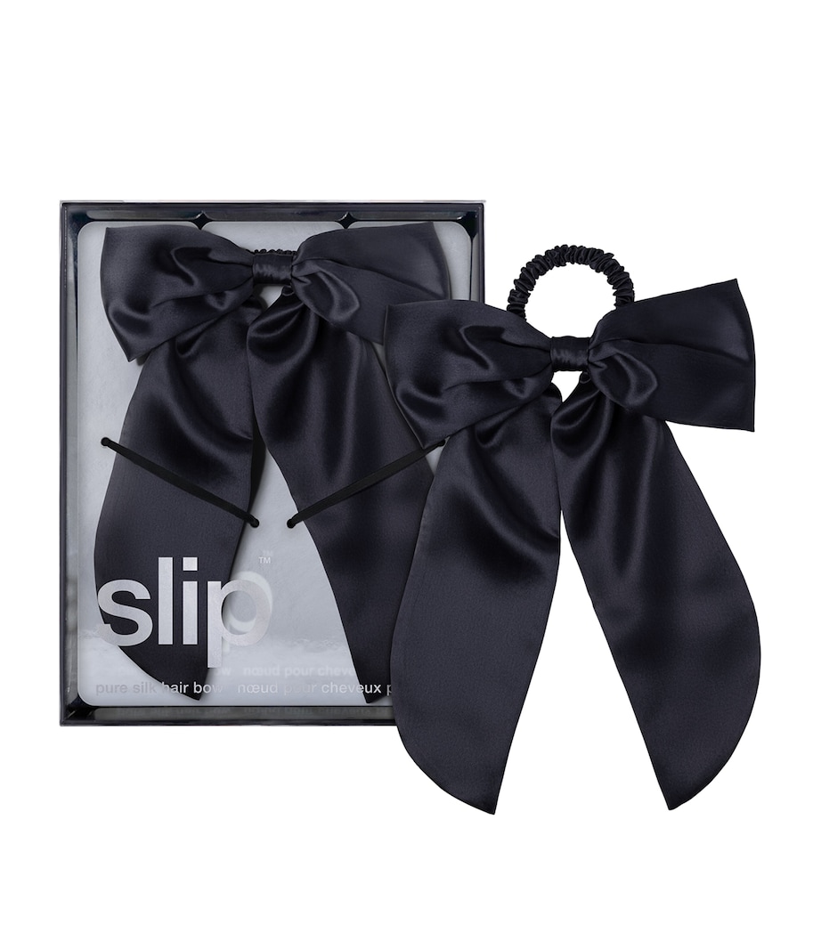 Mulberry Silk Hair Bow BLACK Image 1
