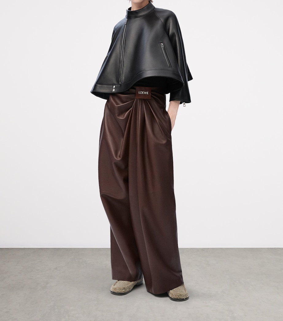 LOEWE Womens Leather Trapeze Jacket Black Image 2