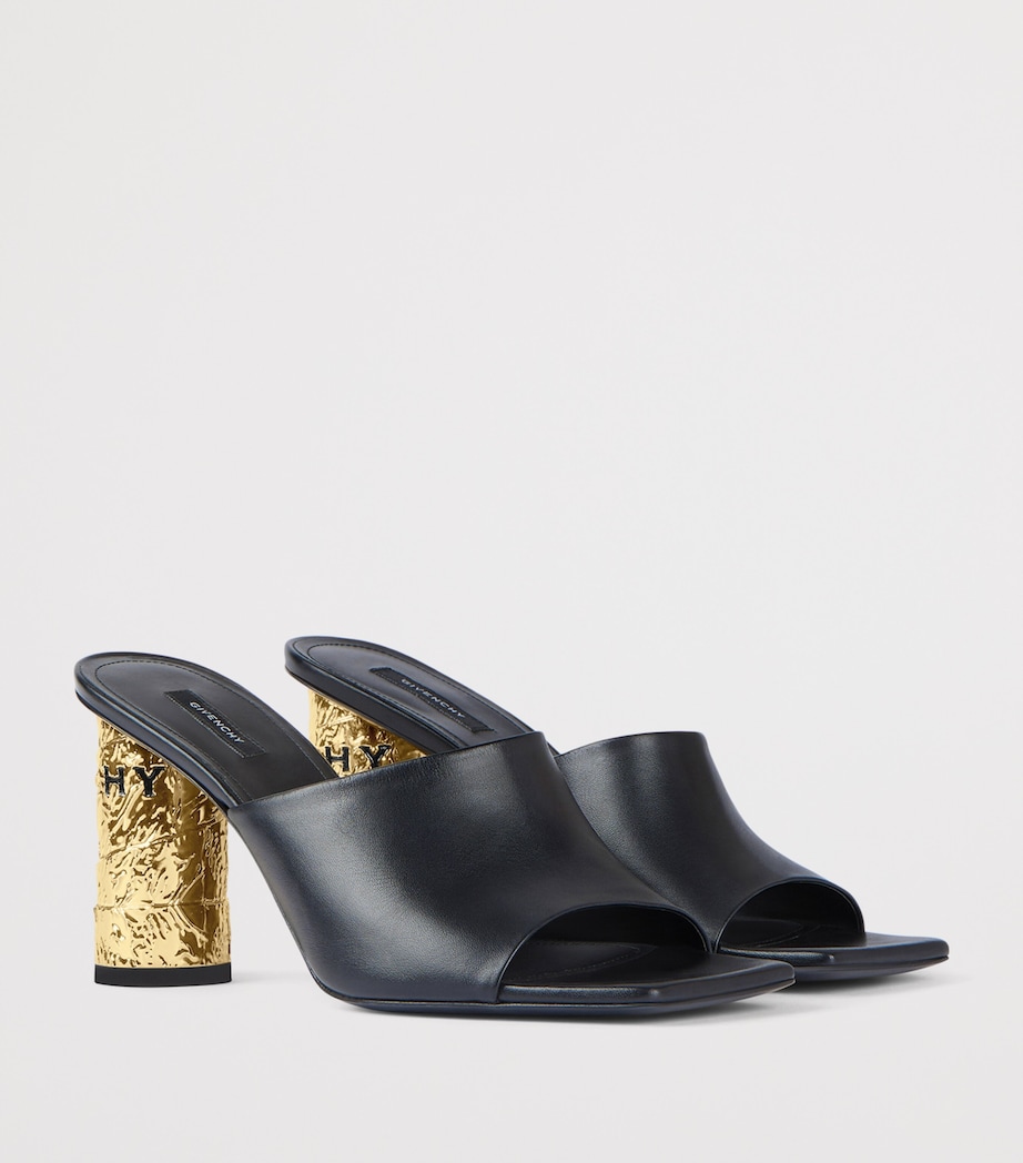 Leather Tape Heeled Mules 85 BLACK Image 2