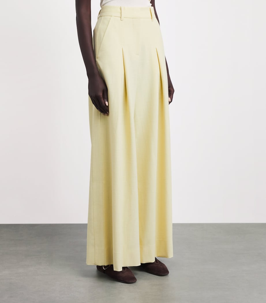 ME+EM Womens Pleated Wide-Leg Trousers Dusted Lemon Yellow Image 4