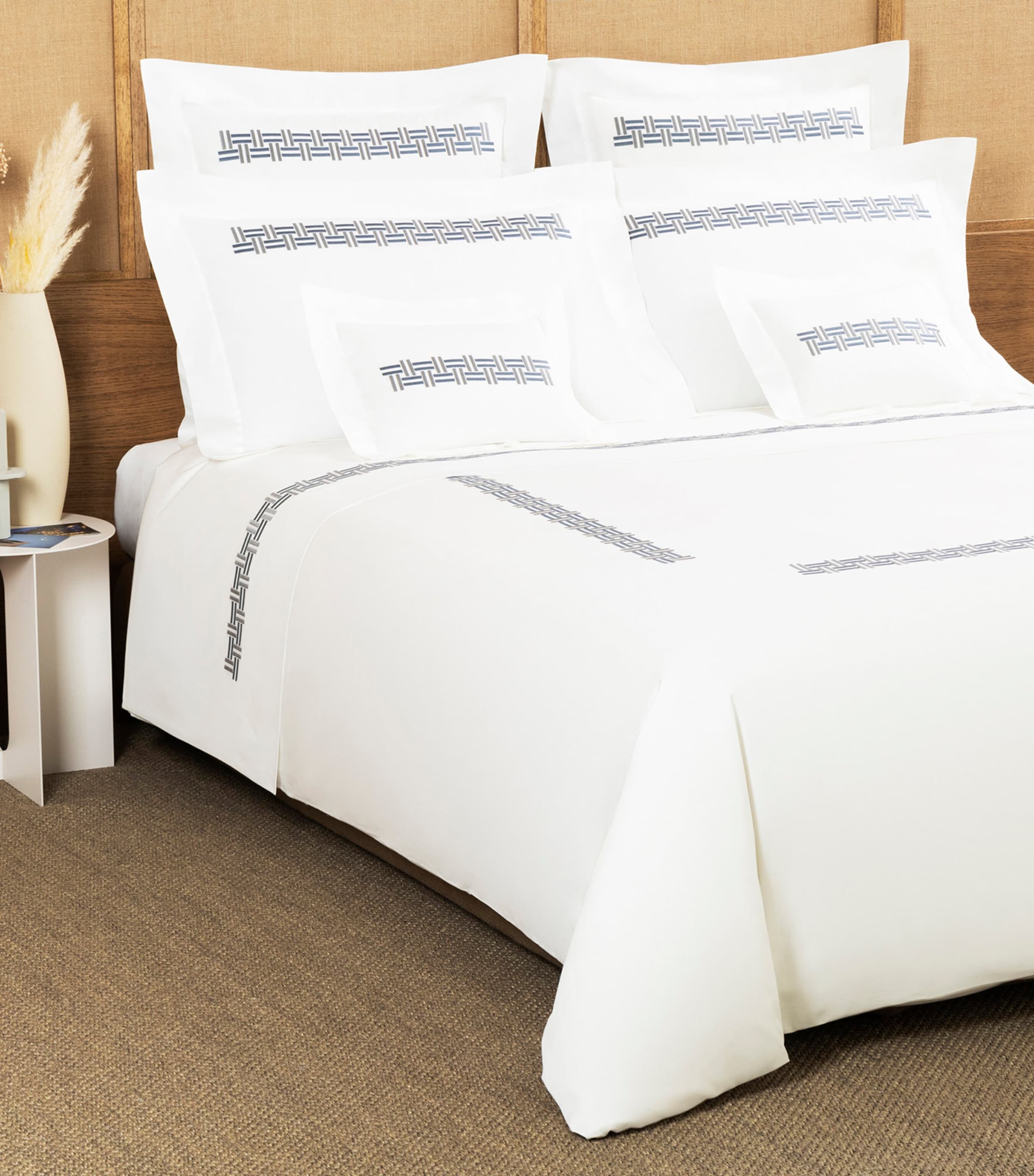 Basket Weave Super King Sheet Set (270cm x 320cm) 8E23 - STEEL BLUE/GR Image 3