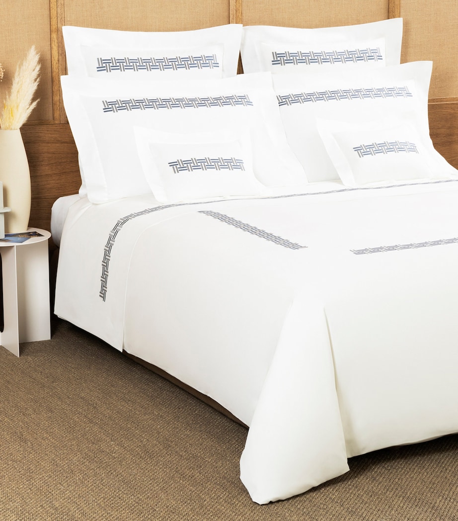 Basket Weave Super King Sheet Set (270cm x 320cm) 8E23 - STEEL BLUE/GR Image 3