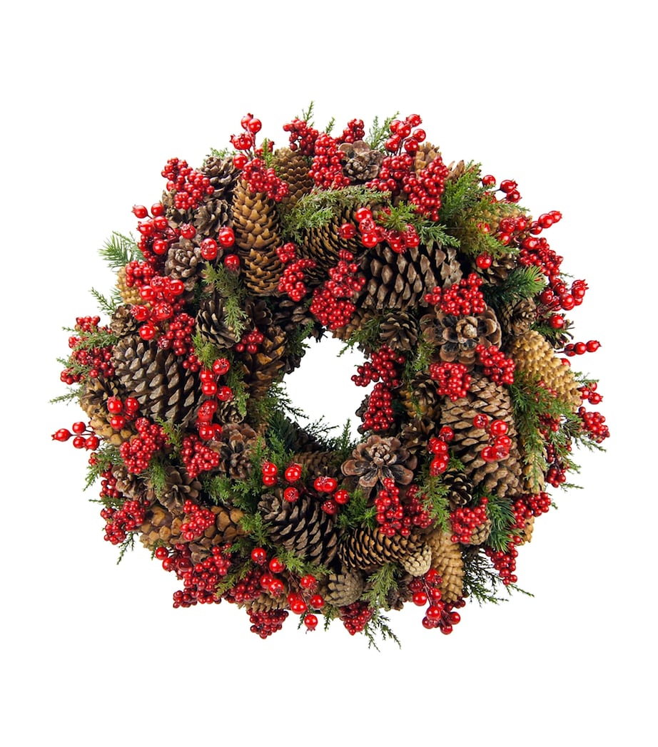 Edelpink & Goldgrün Cones and Berries Wreath Red/green Image 1