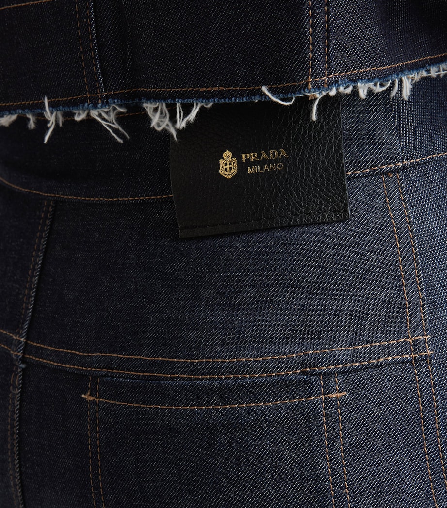 Prada Womens Denim Midi Pencil Skirt Image 4