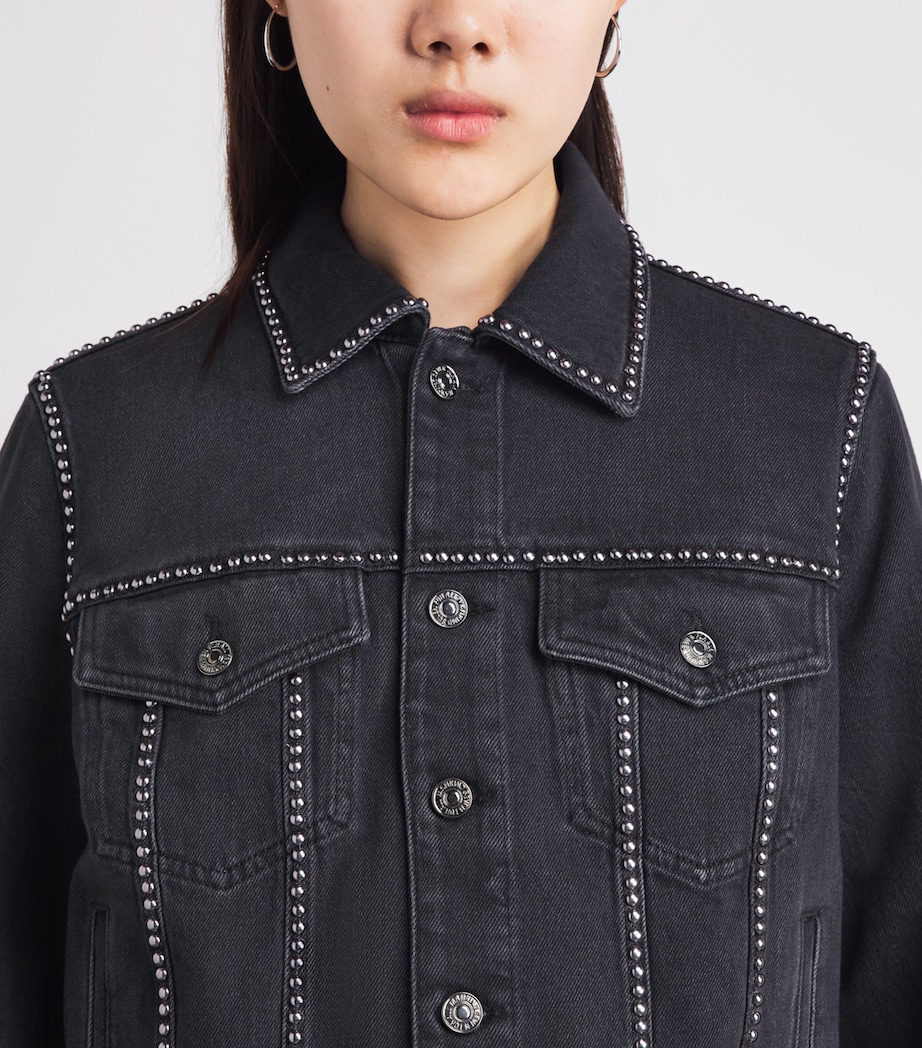 7 For All Mankind Womens Studded Denim Jacket Nocturne Image 3
