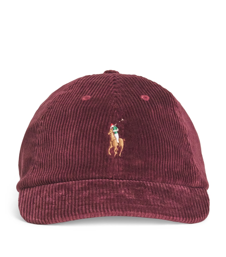 Corduroy Polo Pony Baseball Cap RED Image 1
