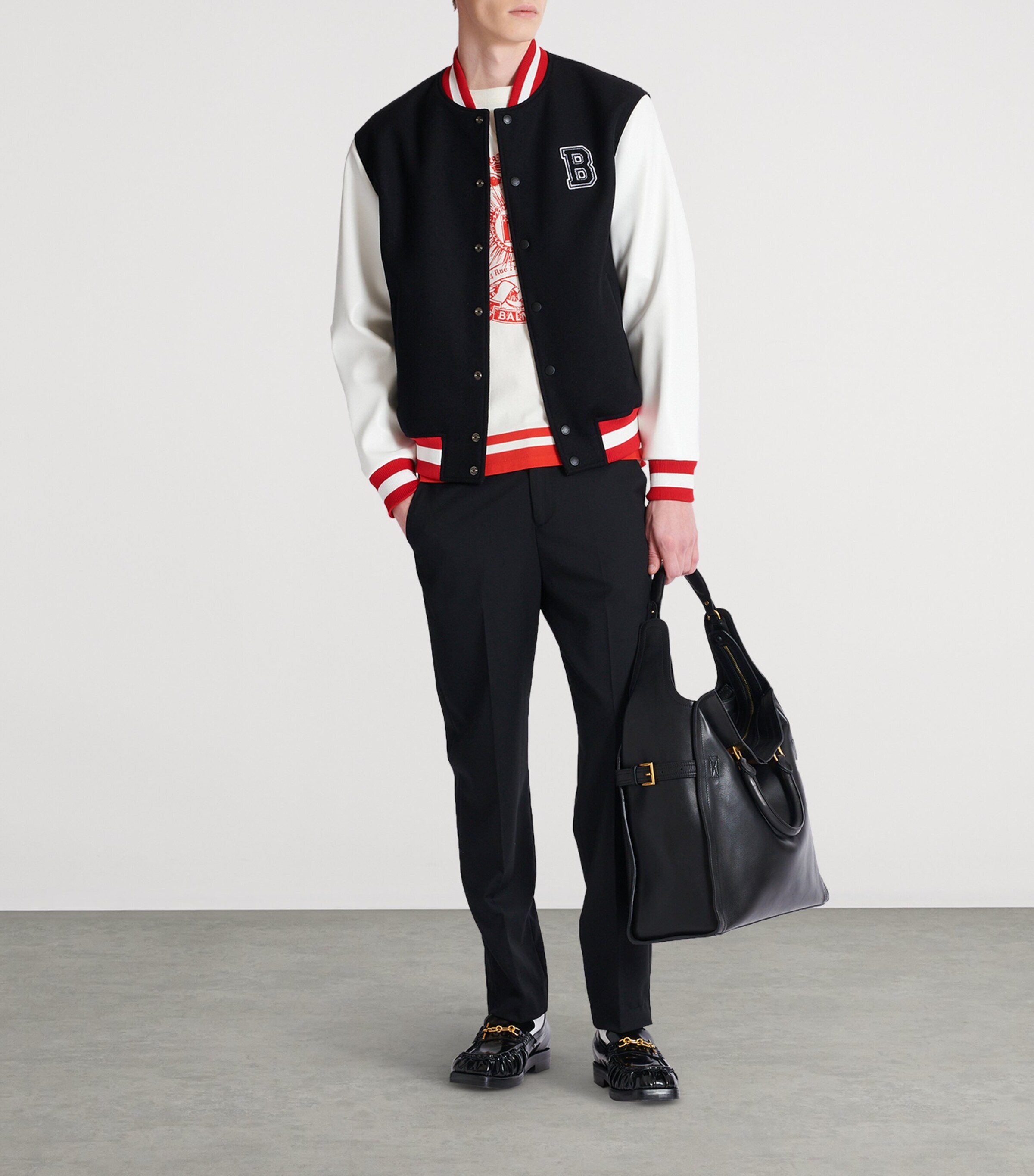 Virgin Wool Logo Bomber Jacket EBE NOIR/BLANC/ROUGE Image 2