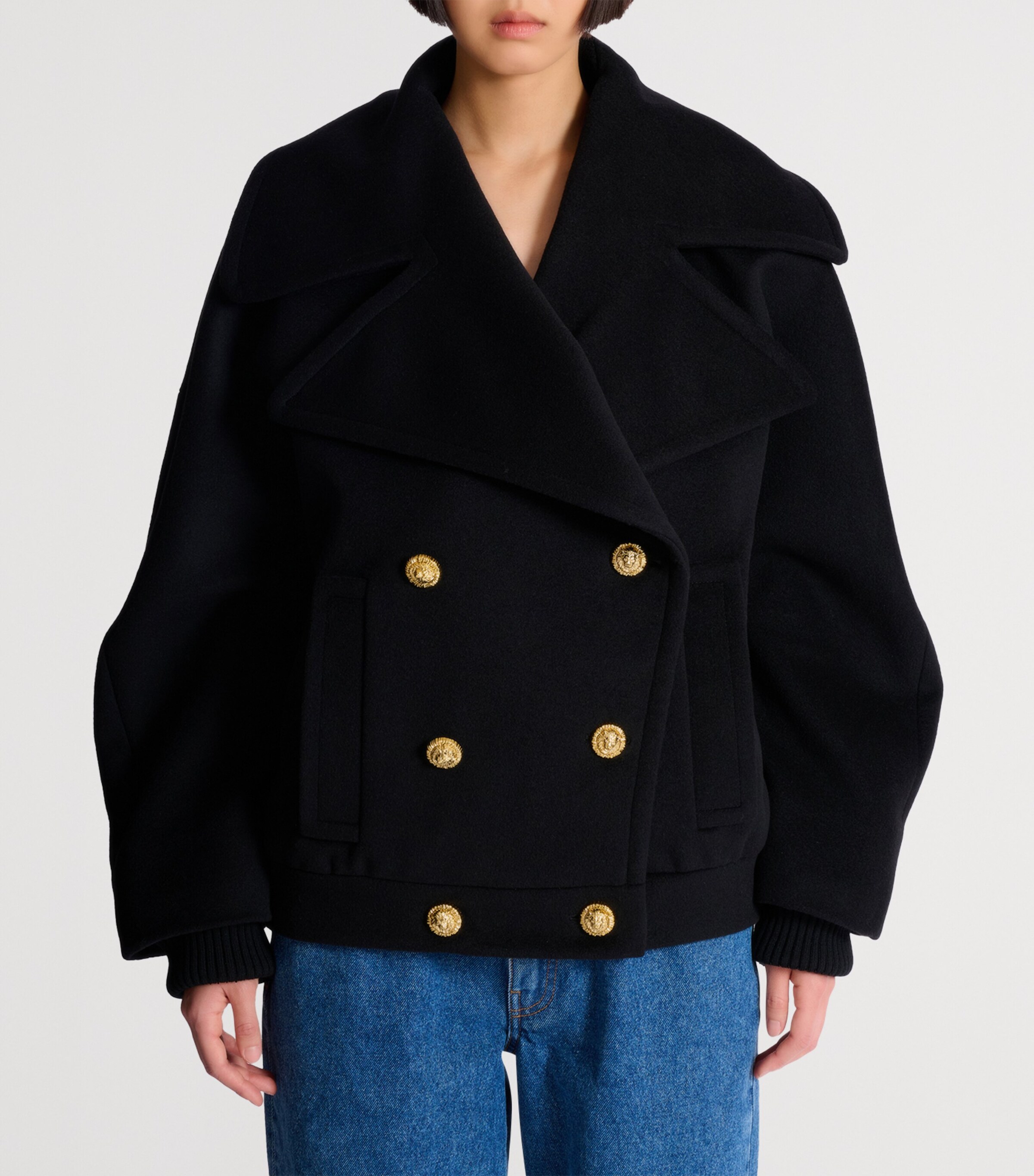 Wool-Cashmere Pea Coat 0PA NOIR Image 7