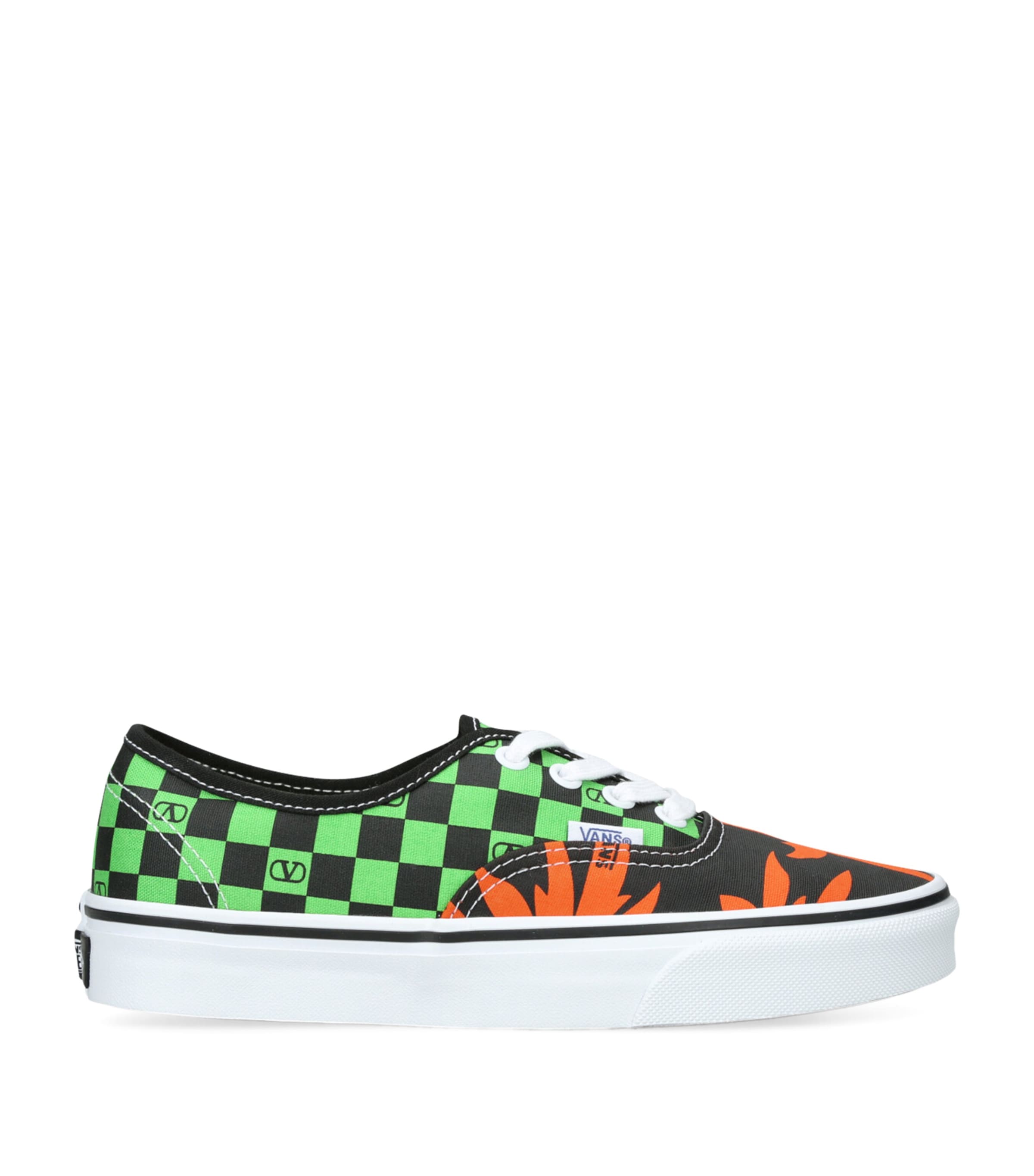 Valentino X Vans Canvas Checkerboard And Palm Leaf Sneakers In Green