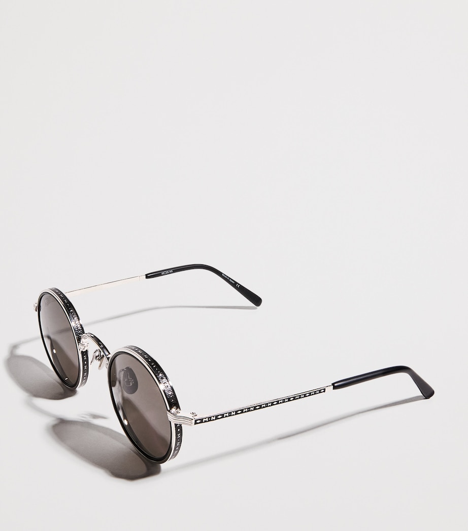 Matsuda M3100 Round Sunglasses Pldm Wht Mat Blk Gry Image 2
