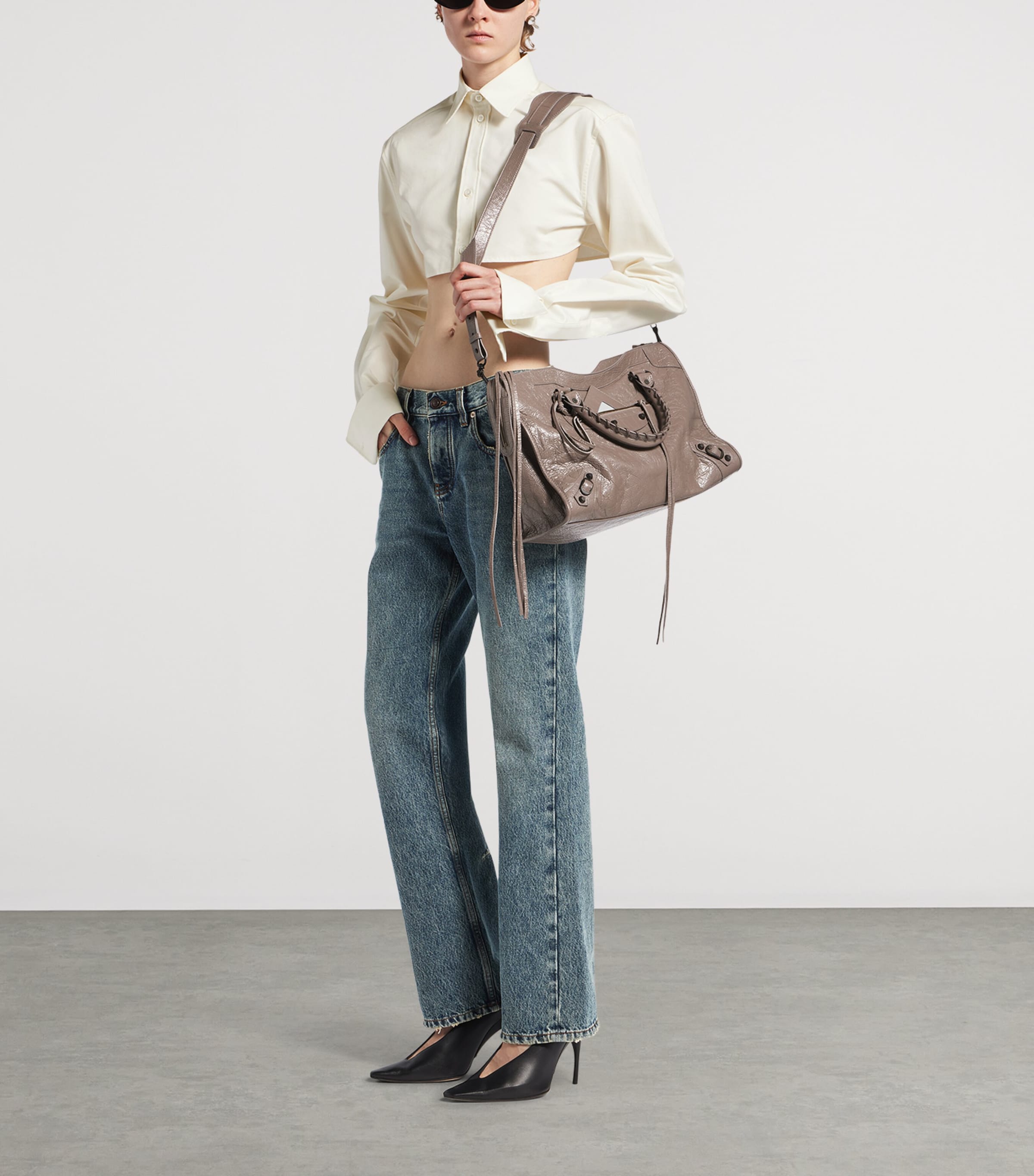 Balenciaga Womens Medium Leather Le City Top-Handle Bag Image 2