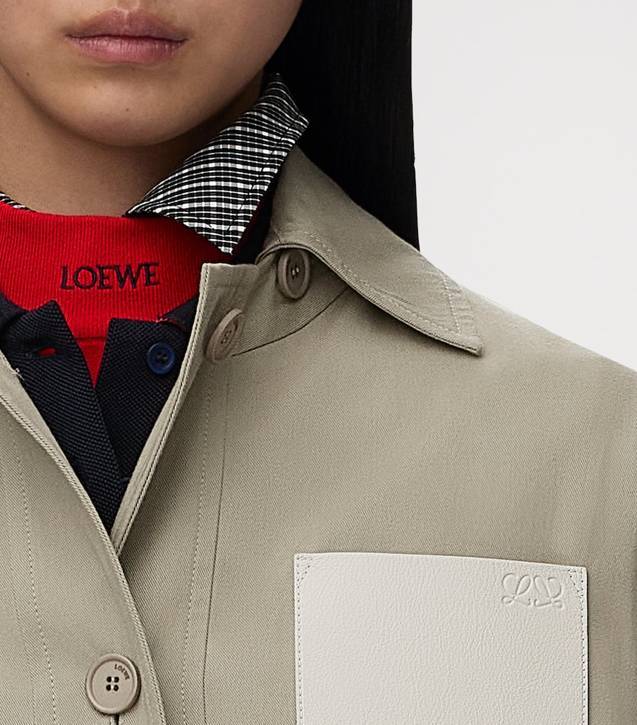 LOEWE Womens Cotton Workwear Jacket Light Sage Image 6