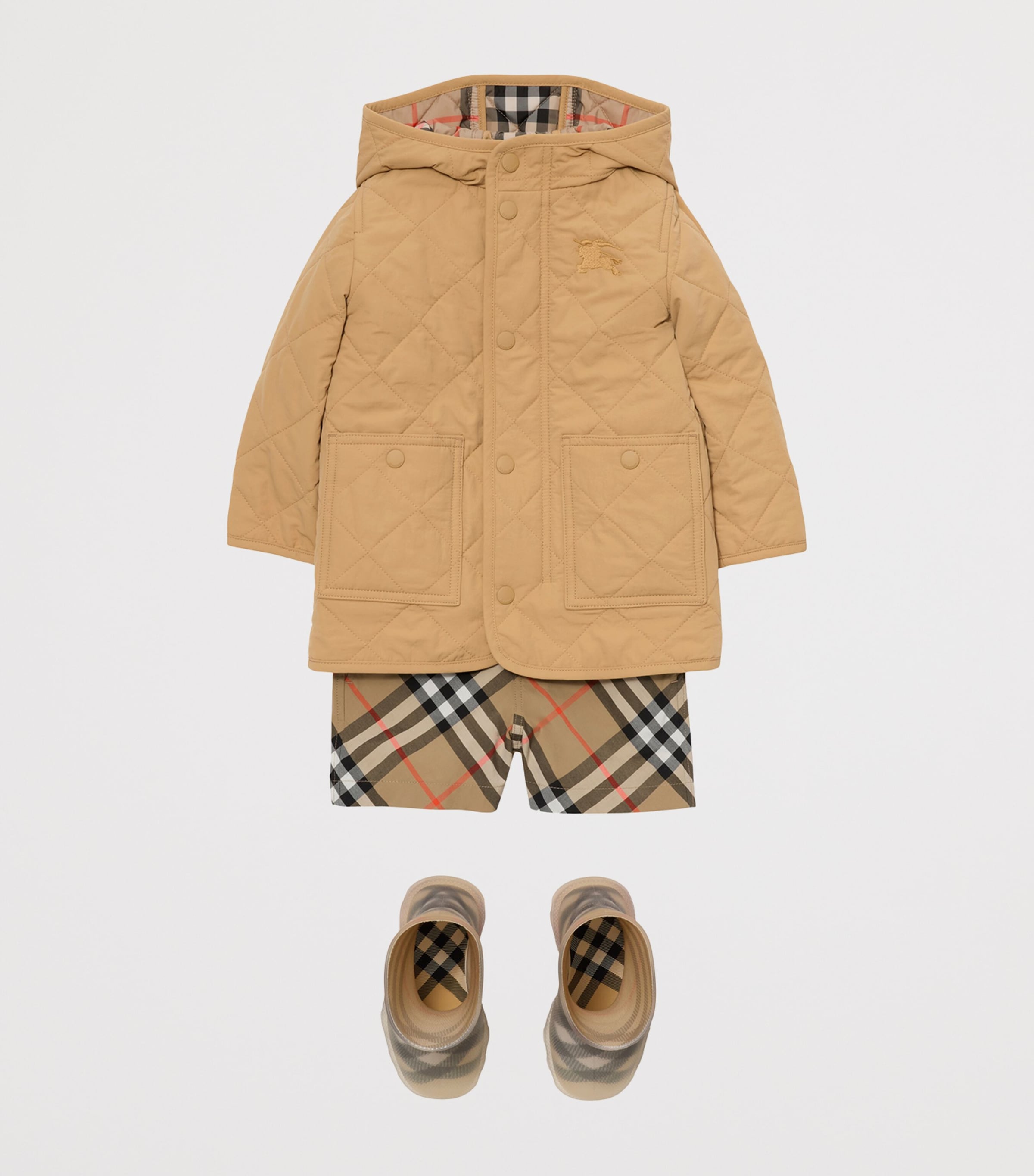 Burberry Kids Beige Quilted EKD Coat (6-24 Months) | Harrods US