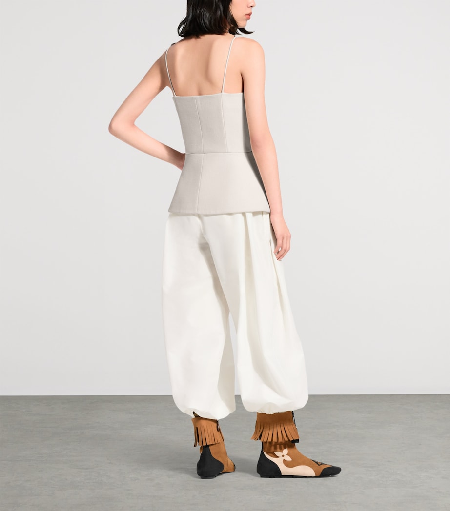 LOUIS VUITTON Womens Wool Cut-Out Waistcoat Top White Image 4