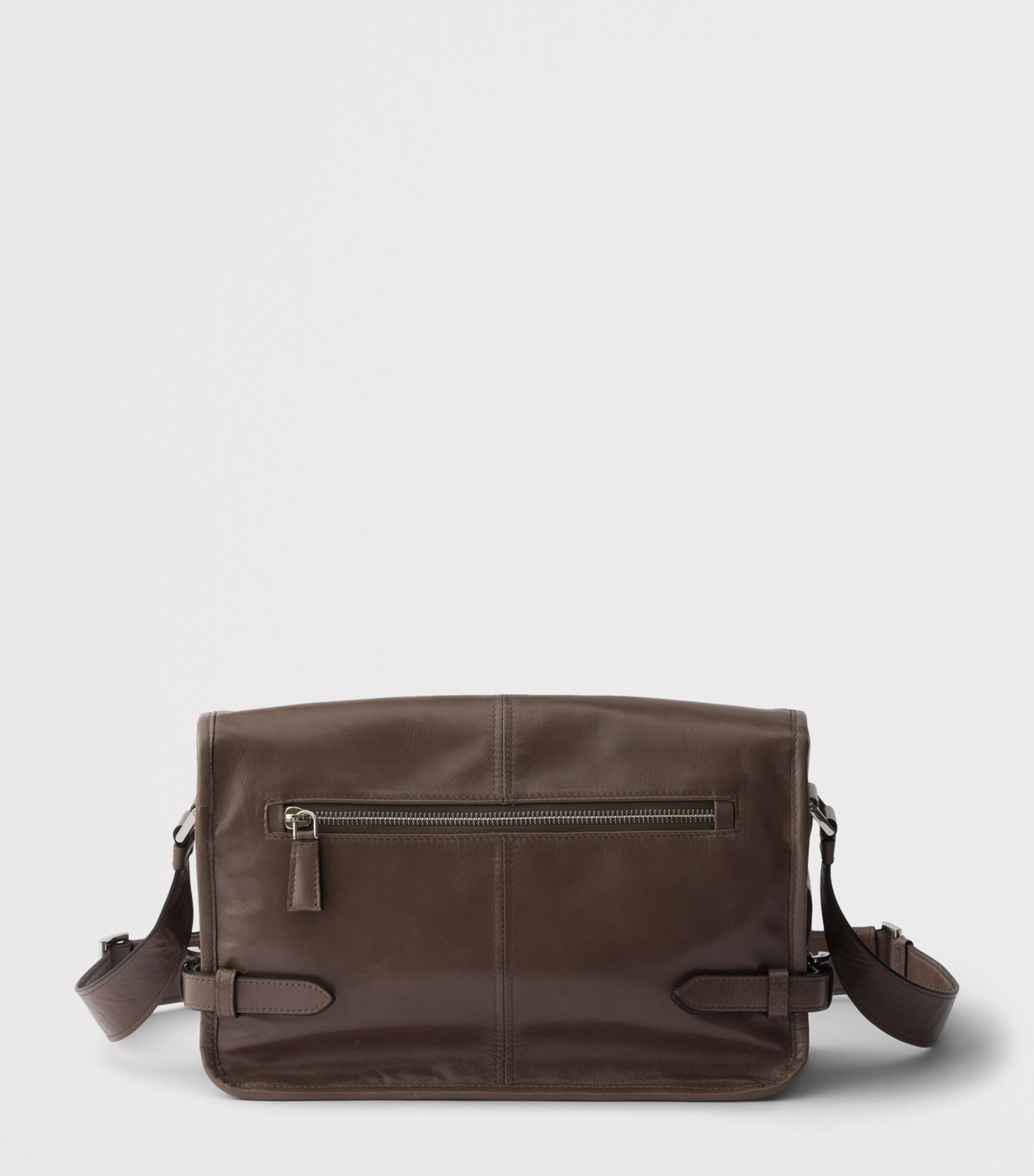Prada Medium Leather Flap Shoulder Bag Grey Image 3