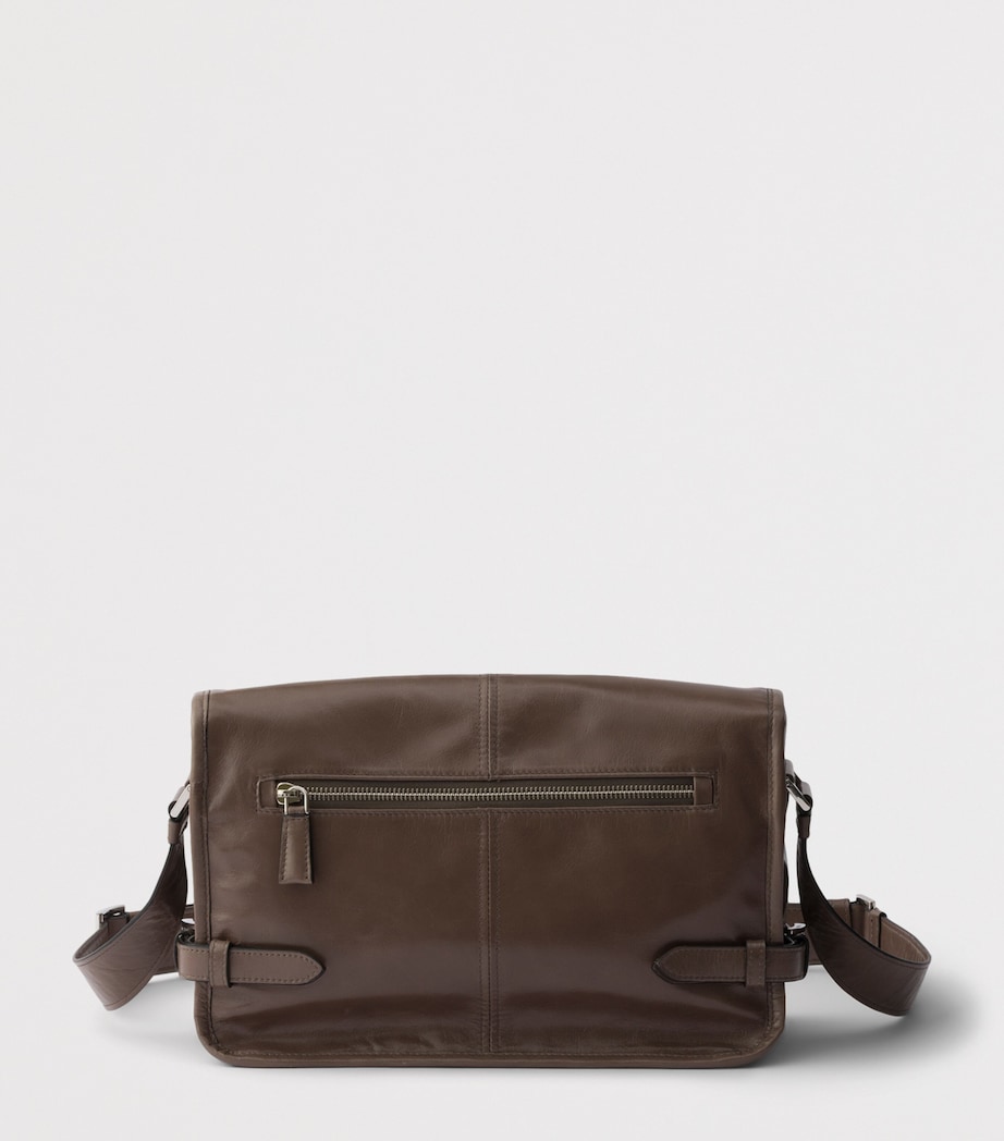 Prada Medium Leather Flap Shoulder Bag Grey Image 3